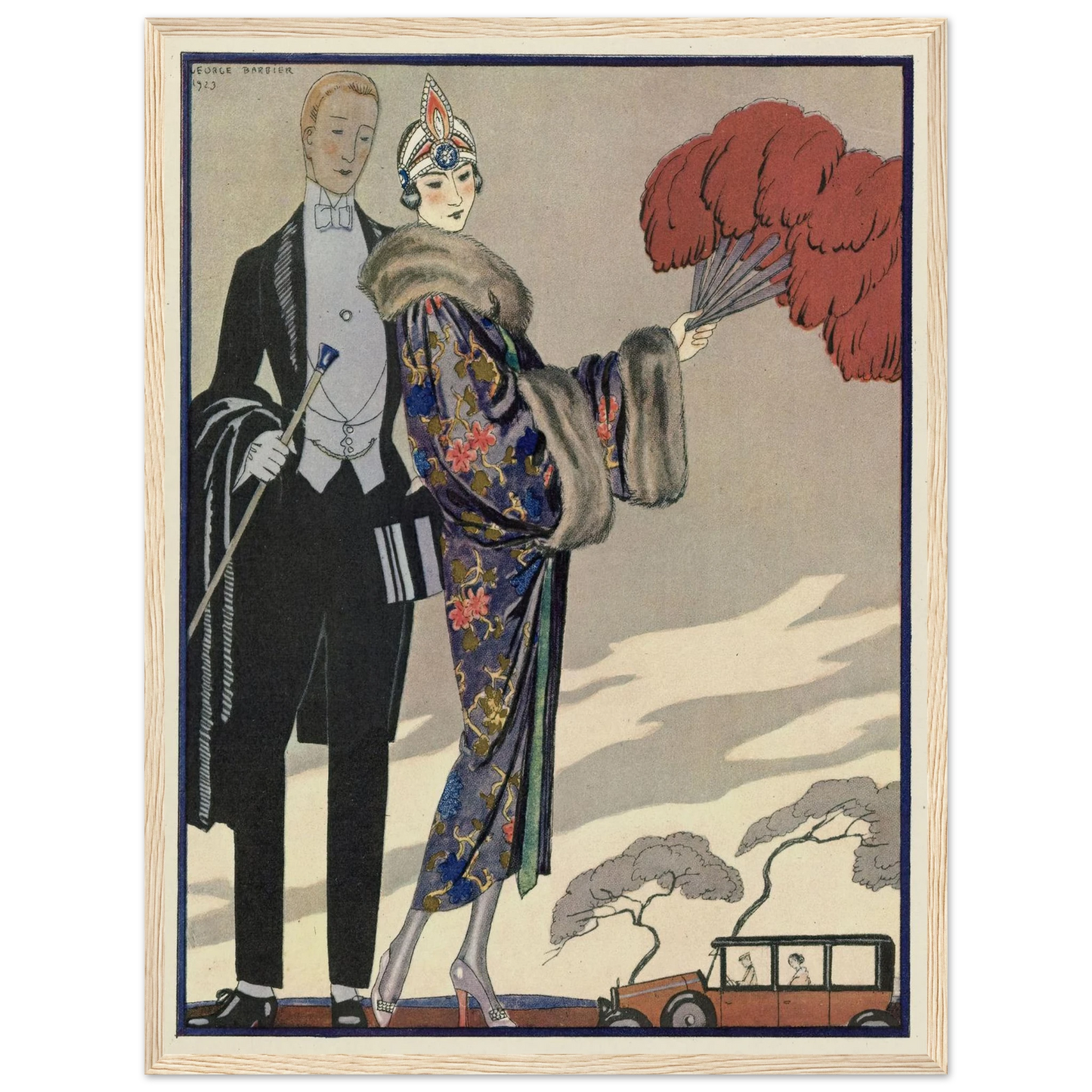 Evening Attire.. (1923) Art Print | George Barbier - Framed Poster - 30x40 cm / 12x16″ - Black frame