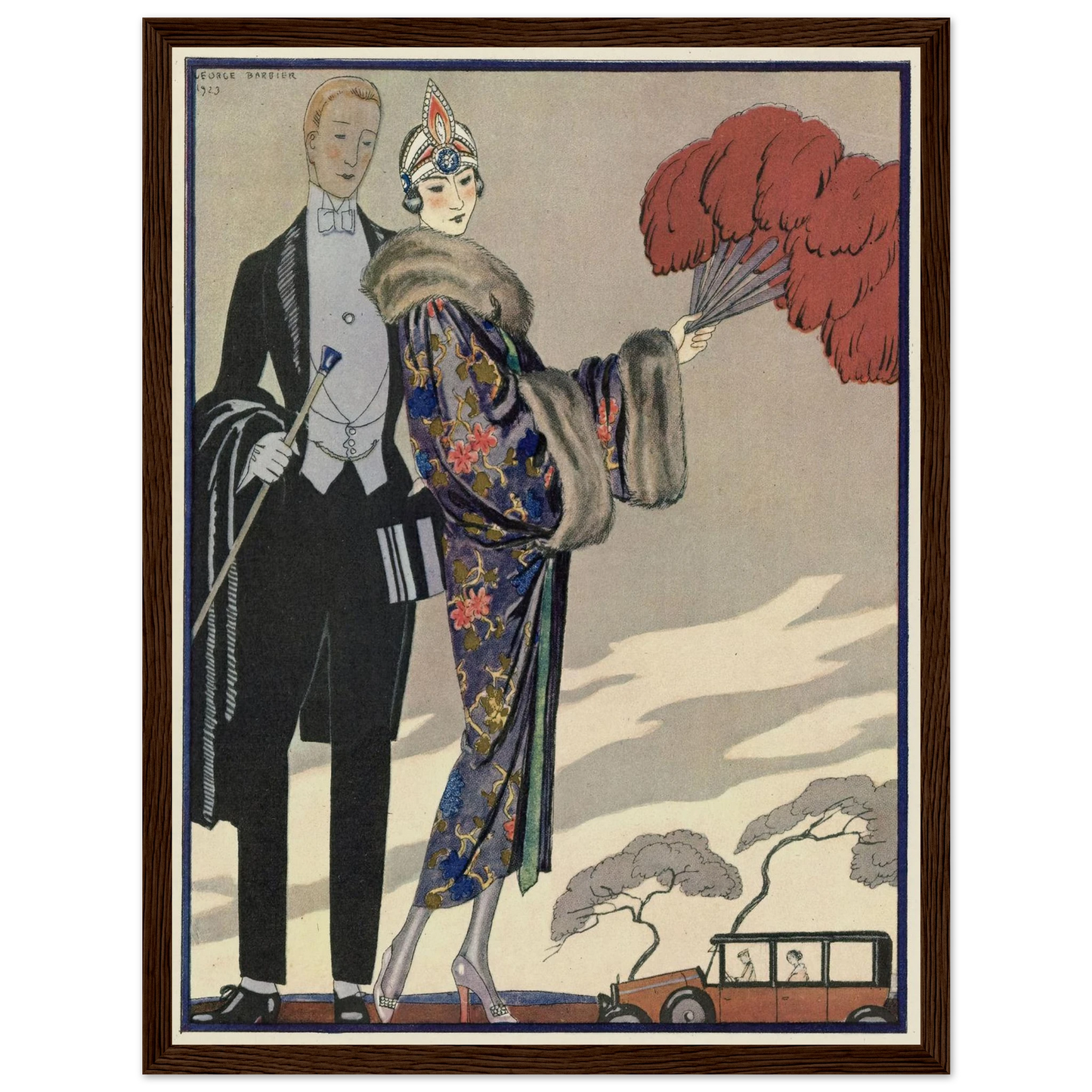 Evening Attire.. (1923) Art Print | George Barbier - Framed Poster - 30x40 cm / 12x16″ - Black frame
