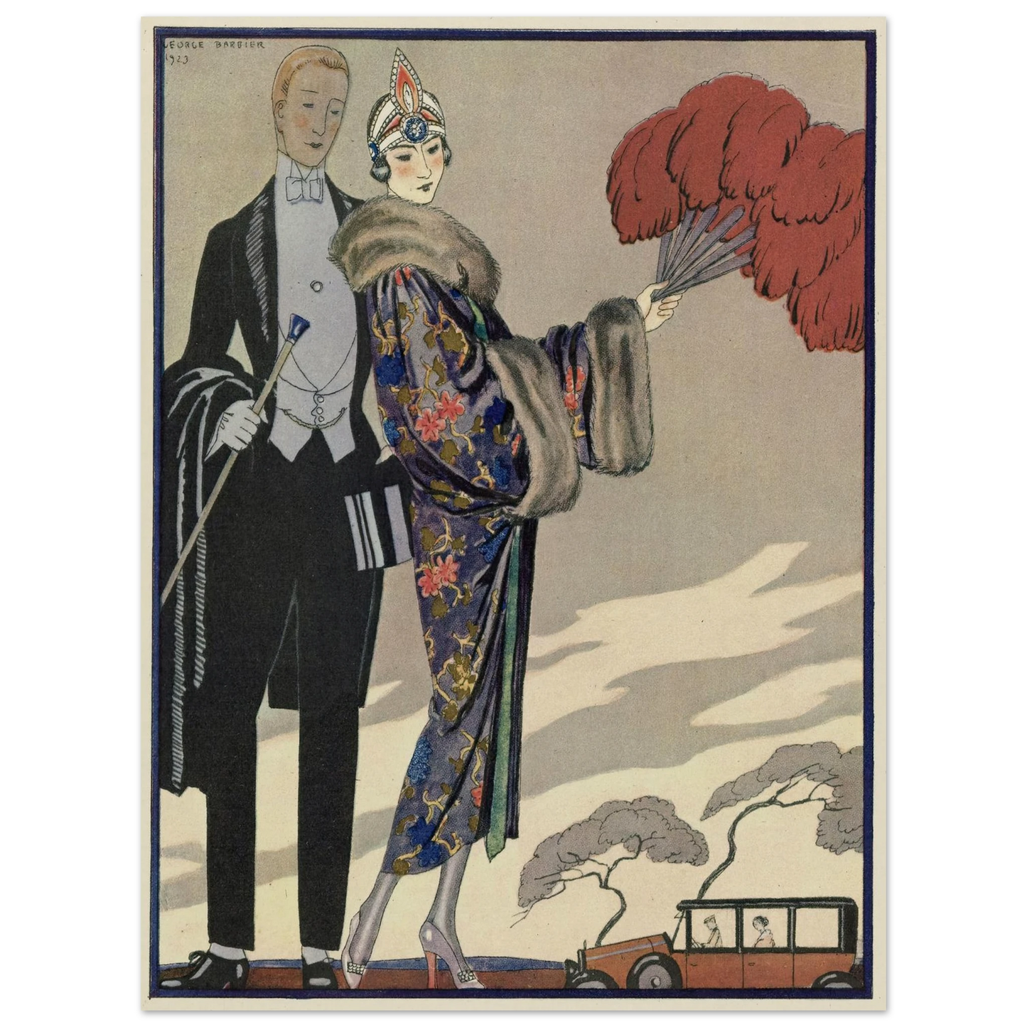 Evening Attire.. (1923) Art Print | George Barbier - Framed Poster - 30x40 cm / 12x16″ - Black frame