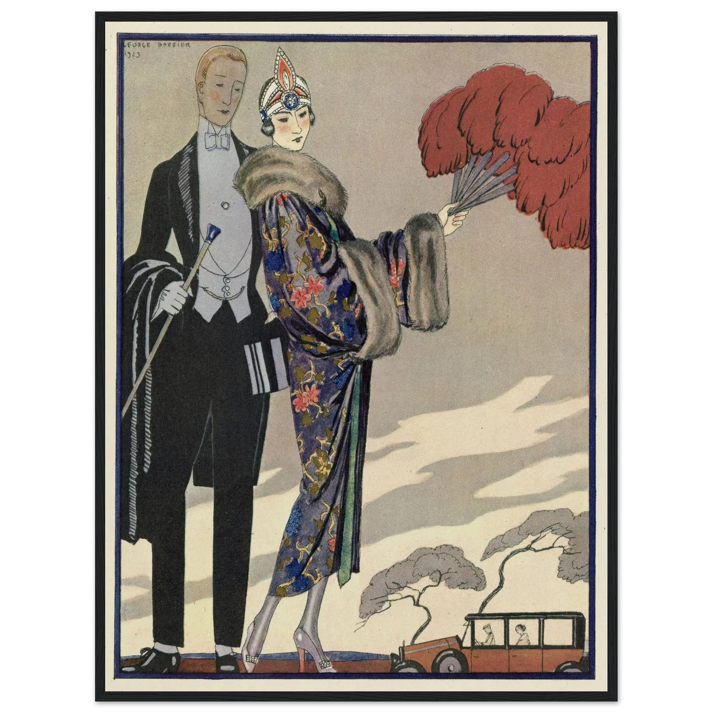 Evening Attire.. (1923) Art Print | George Barbier - Framed Poster - 30x40 cm / 12x16″ - Black frame