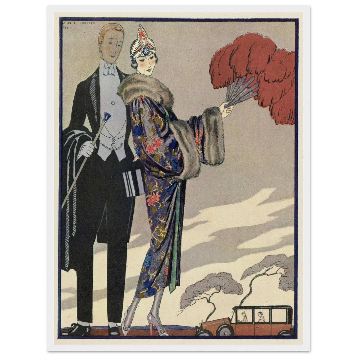 Evening Attire.. (1923) Art Print | George Barbier - Framed Poster - 30x40 cm / 12x16″ - Black frame
