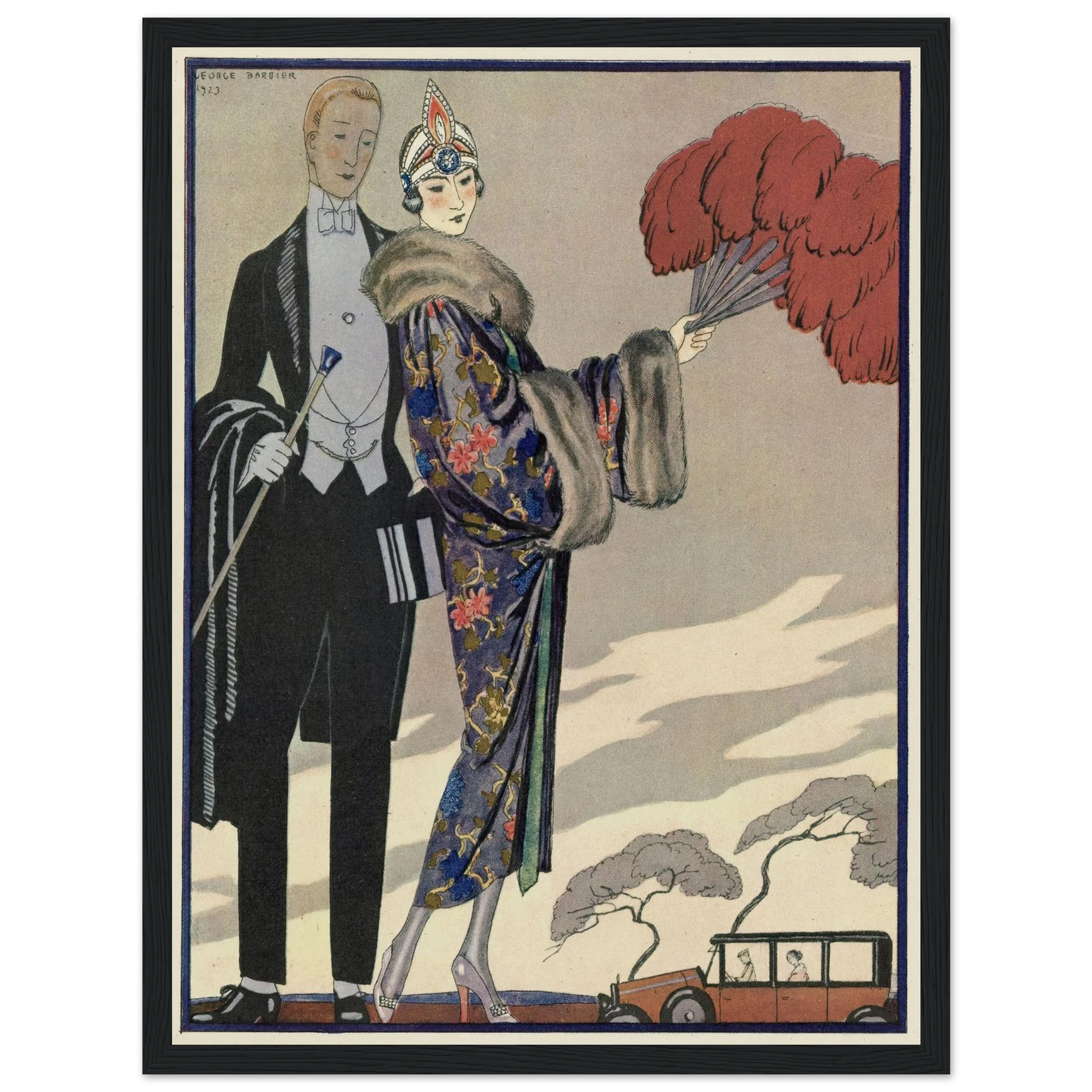 Evening Attire.. (1923) Art Print | George Barbier - Framed Poster - 30x40 cm / 12x16″ - Black frame