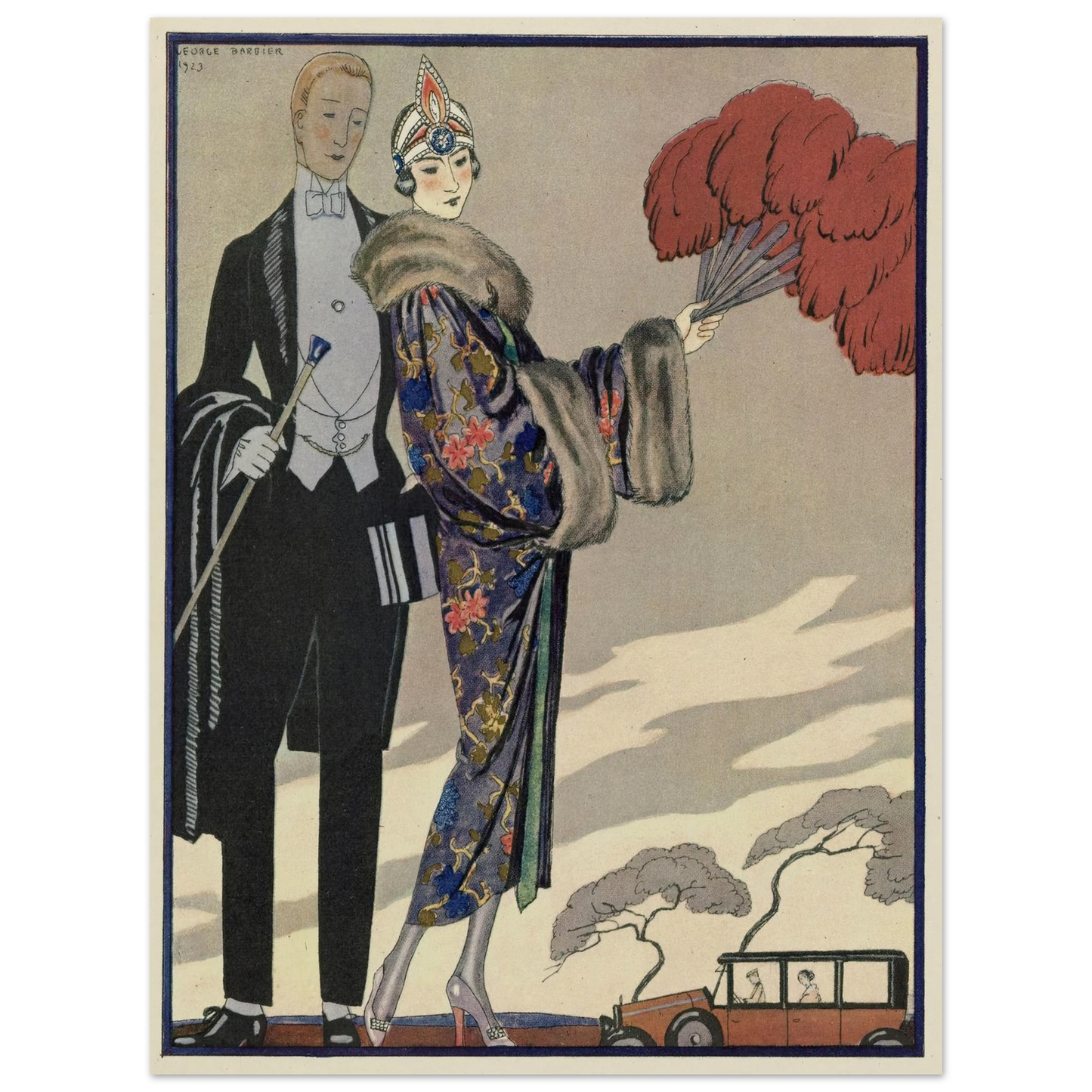 Evening Attire.. (1923) Art Print | George Barbier - Framed Poster - 30x40 cm / 12x16″ - Black frame