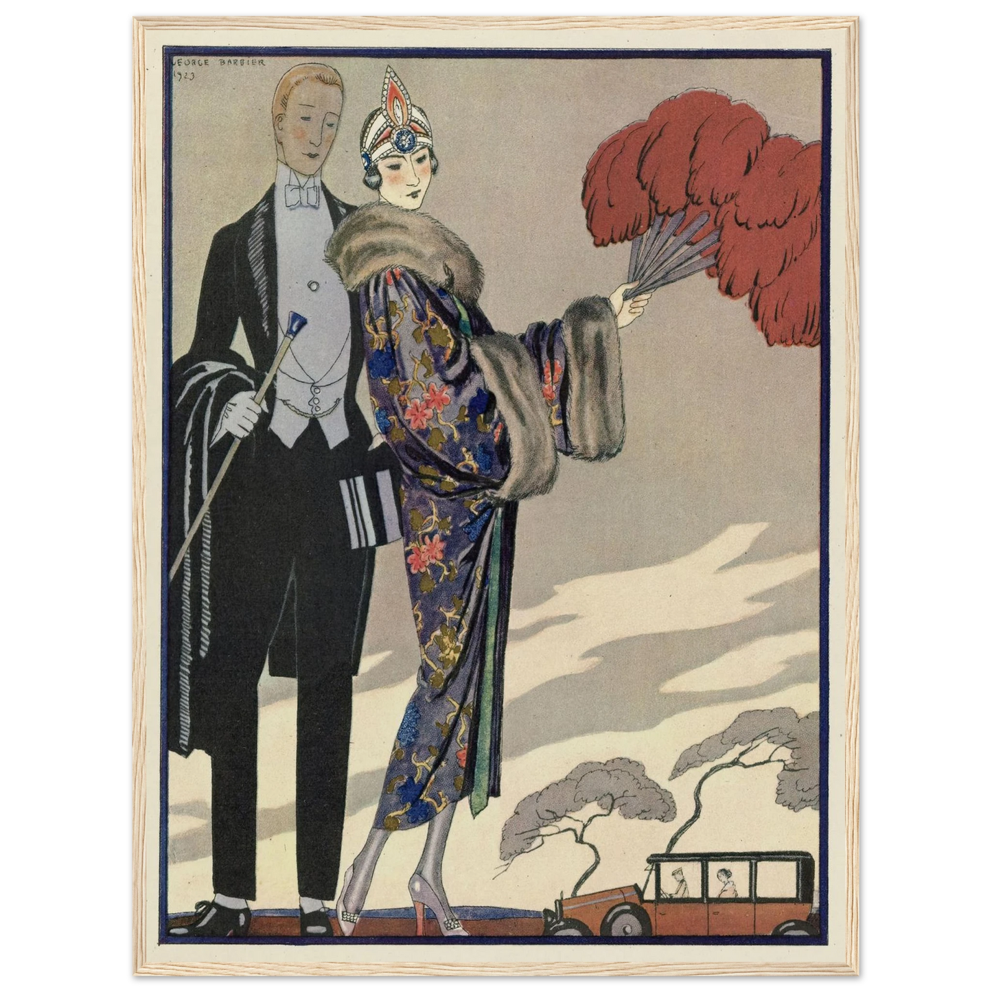 Evening Attire.. (1923) Art Print | George Barbier - Framed Poster - 30x40 cm / 12x16″ - Black frame