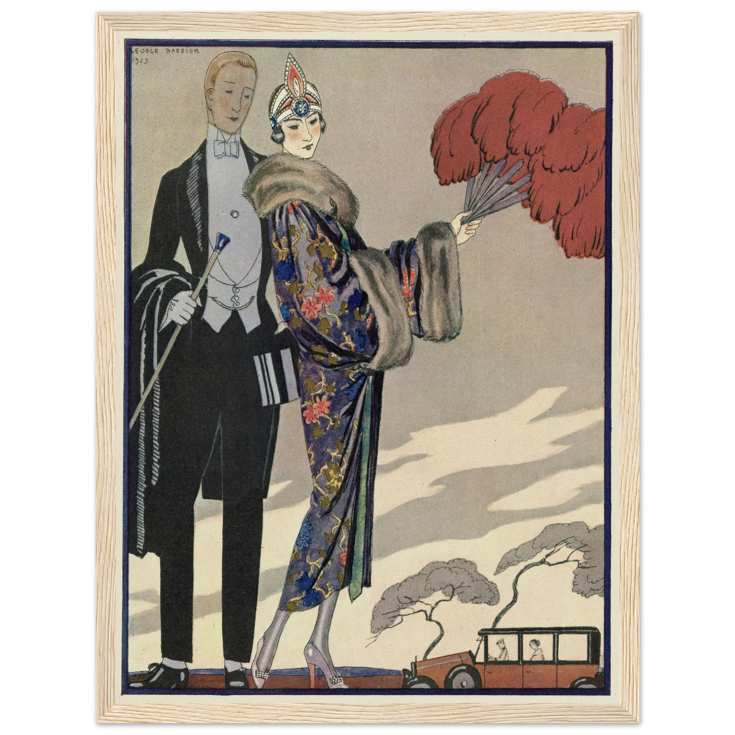 Evening Attire.. (1923) Art Print | George Barbier - Framed Poster - 30x40 cm / 12x16″ - Black frame