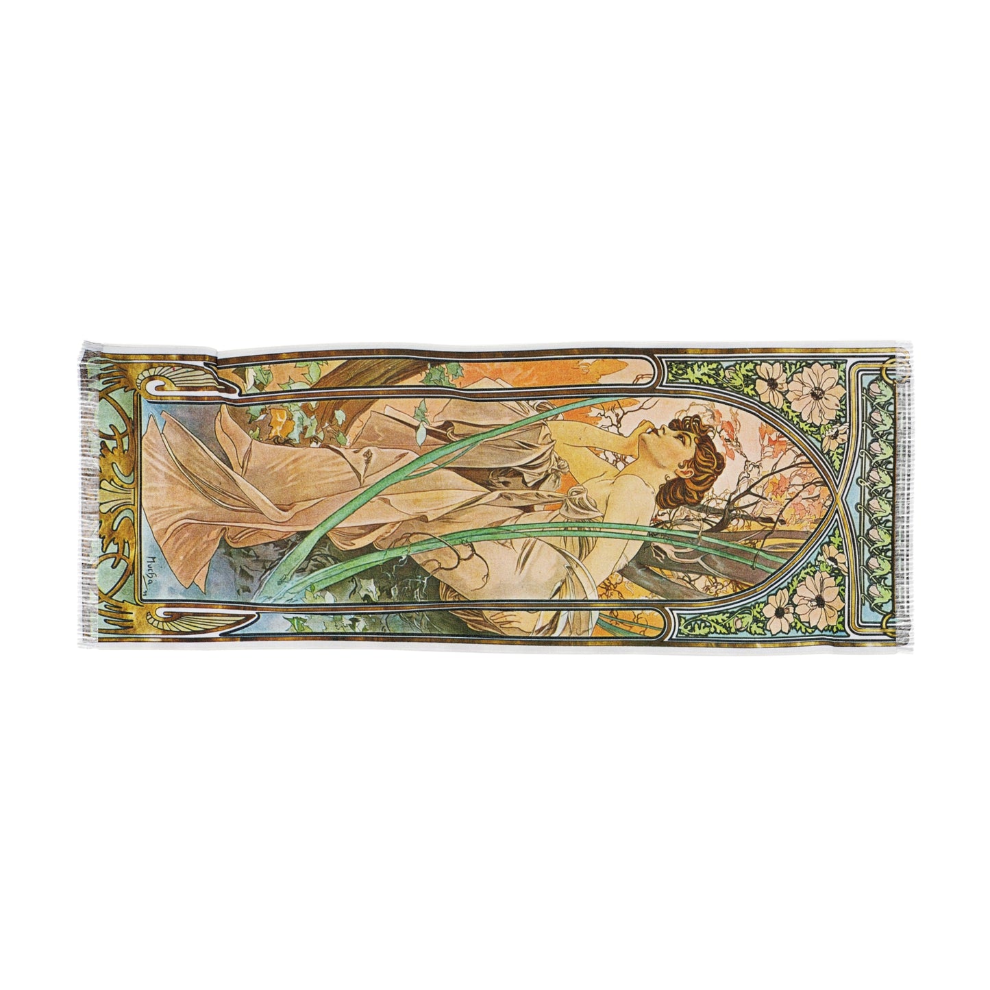 Evening Comtemplation | Alphonse Mucha Scarf – Art Nouveau Scarf - - 27" × 71'' - 