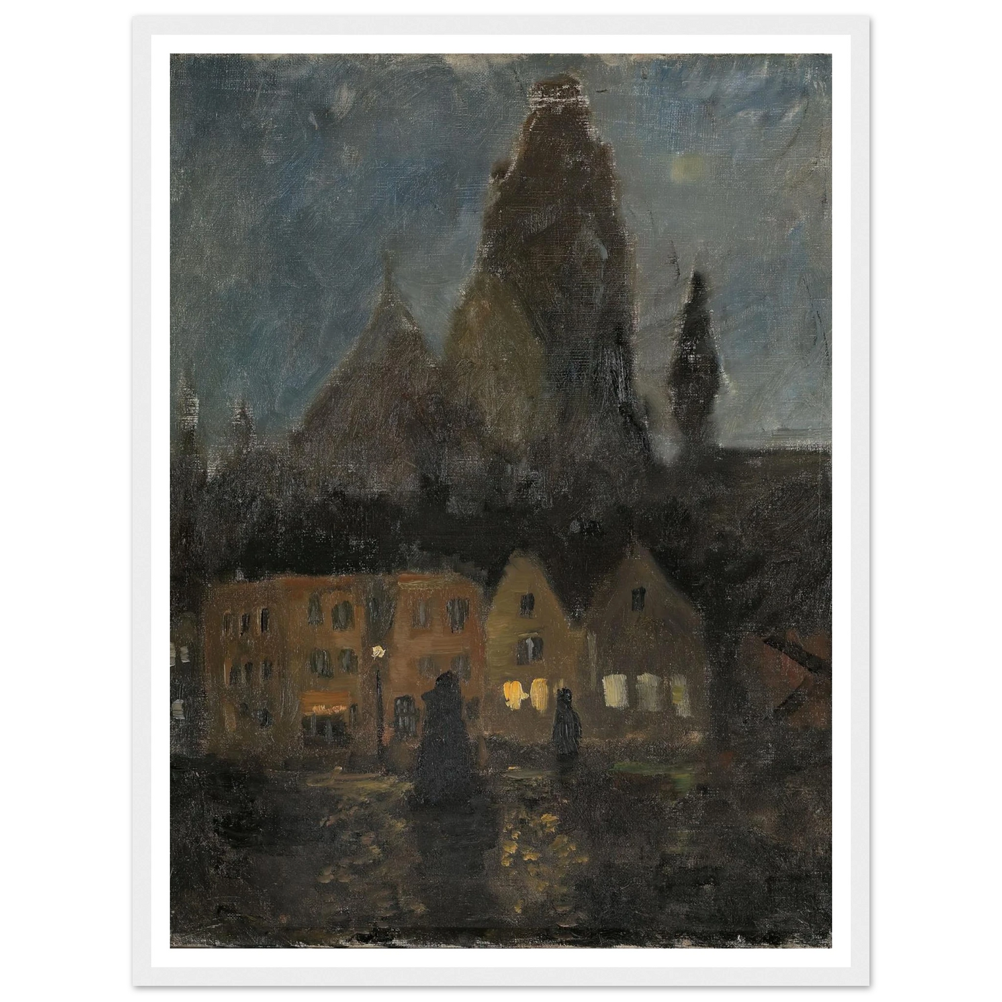 Evening in Dieppe (1894 - 1898) Art Print | Frits Thaulow - Framed Poster - 30x40 cm / 12x16″ - Black frame