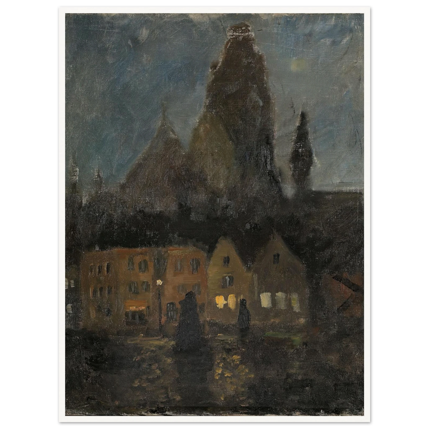 Evening in Dieppe (1894 - 1898) Art Print | Frits Thaulow - Framed Poster - 30x40 cm / 12x16″ - Black frame