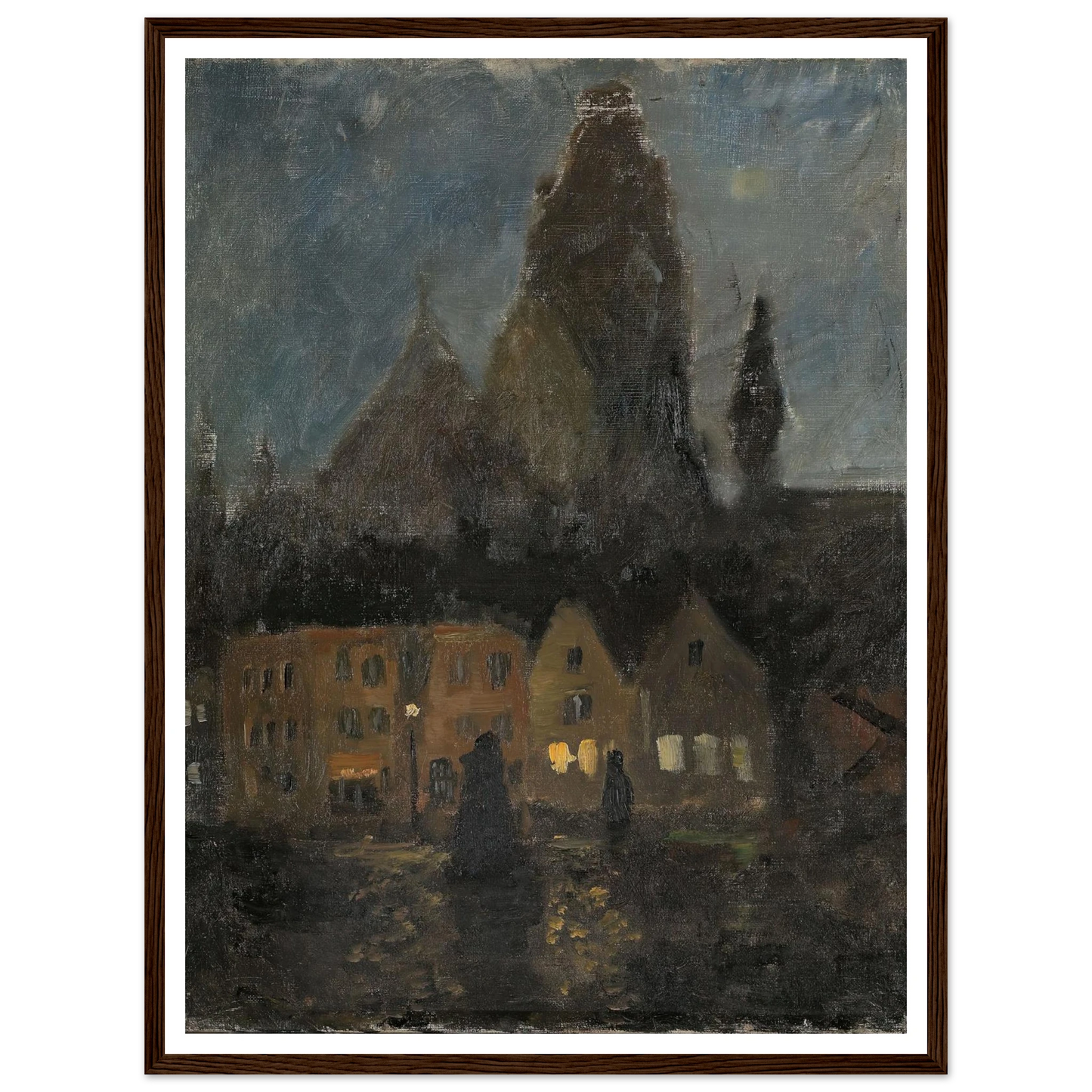 Evening in Dieppe (1894 - 1898) Art Print | Frits Thaulow - Framed Poster - 30x40 cm / 12x16″ - Black frame