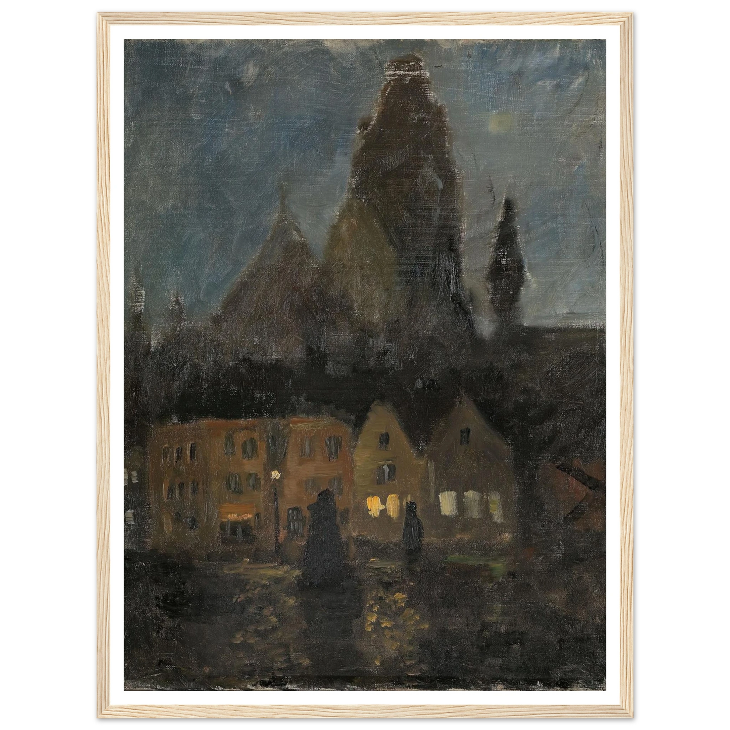 Evening in Dieppe (1894 - 1898) Art Print | Frits Thaulow - Framed Poster - 30x40 cm / 12x16″ - Black frame