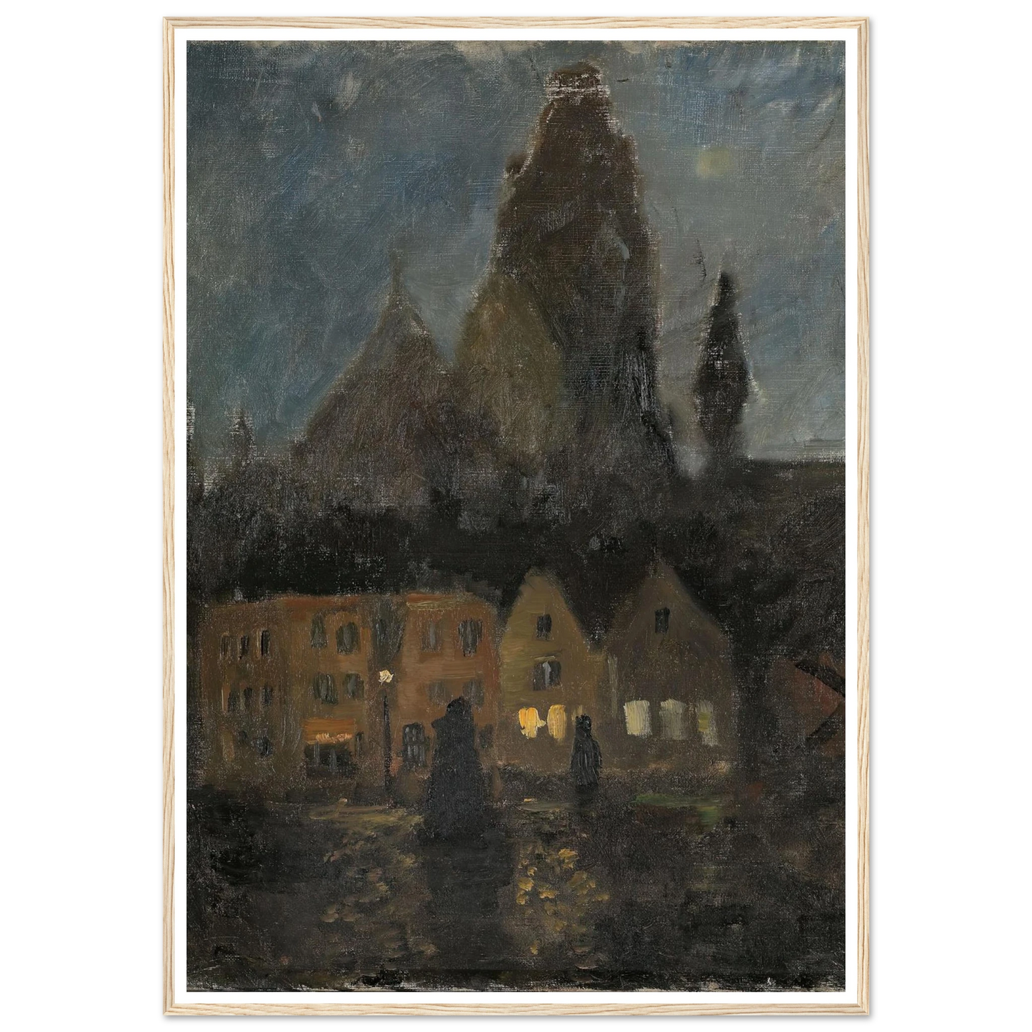 Evening in Dieppe (1894 - 1898) Art Print | Frits Thaulow - Framed Poster - 30x40 cm / 12x16″ - Black frame