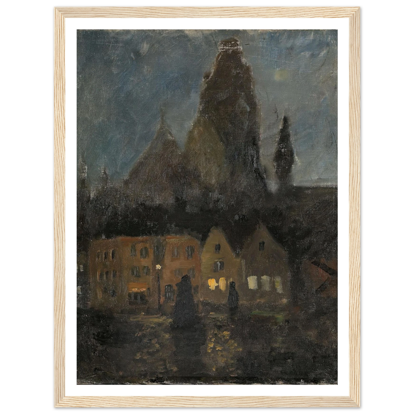 Evening in Dieppe (1894 - 1898) Art Print | Frits Thaulow - Framed Poster - 30x40 cm / 12x16″ - Black frame