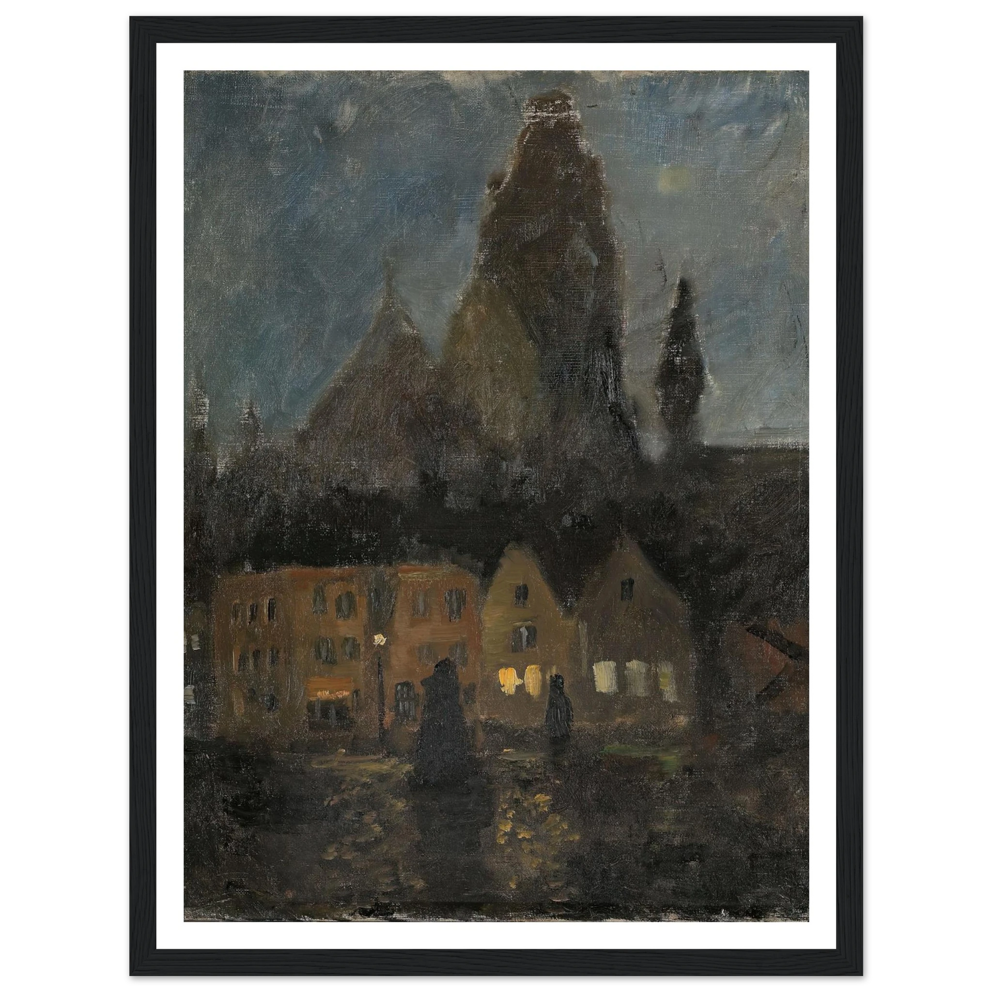 Evening in Dieppe (1894 - 1898) Art Print | Frits Thaulow - Framed Poster - 30x40 cm / 12x16″ - Black frame