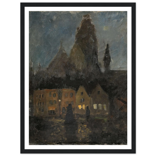 Evening in Dieppe (1894 - 1898) Art Print | Frits Thaulow - Framed Poster - 30x40 cm / 12x16″ - Black frame