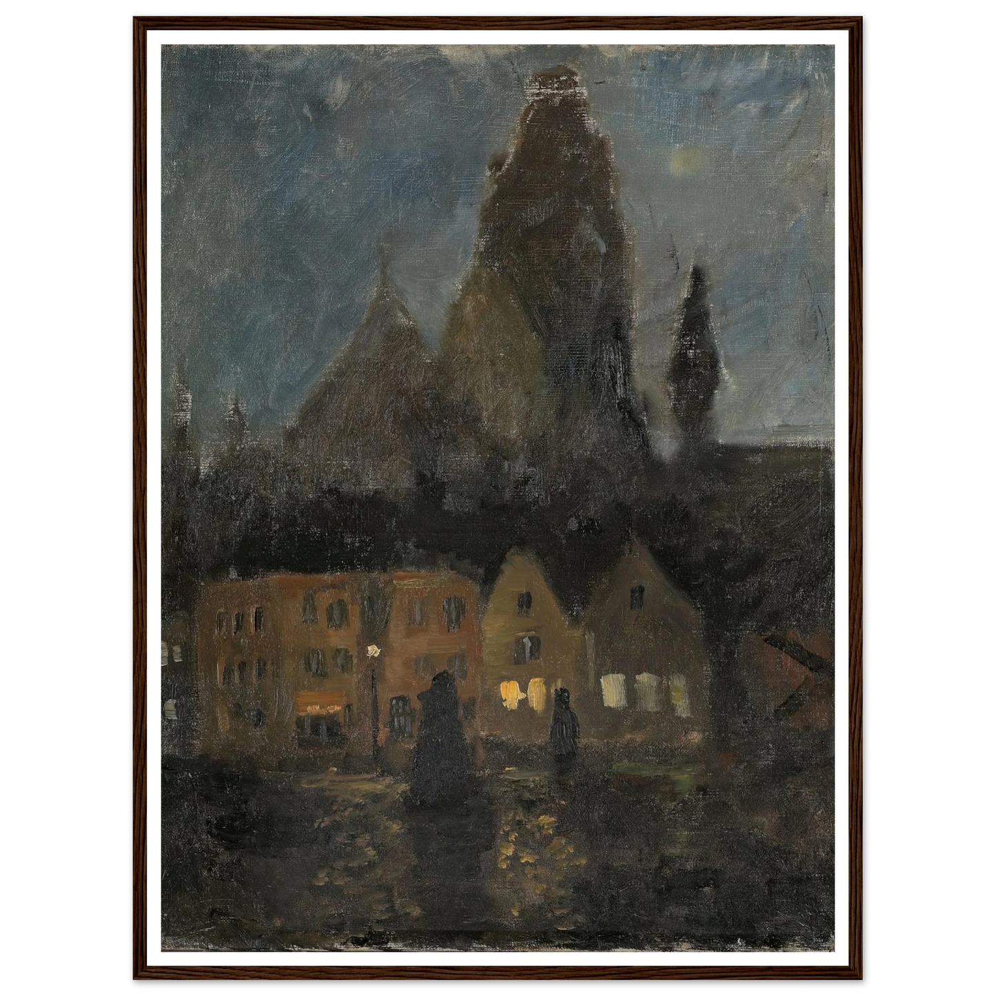 Evening in Dieppe (1894 - 1898) Art Print | Frits Thaulow - Framed Poster - 30x40 cm / 12x16″ - Black frame