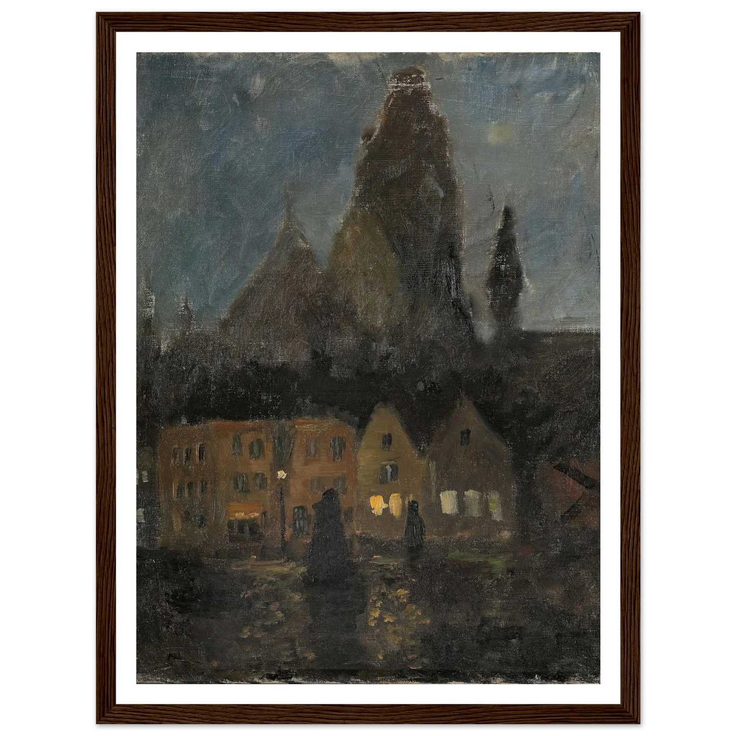 Evening in Dieppe (1894 - 1898) Art Print | Frits Thaulow - Framed Poster - 30x40 cm / 12x16″ - Black frame