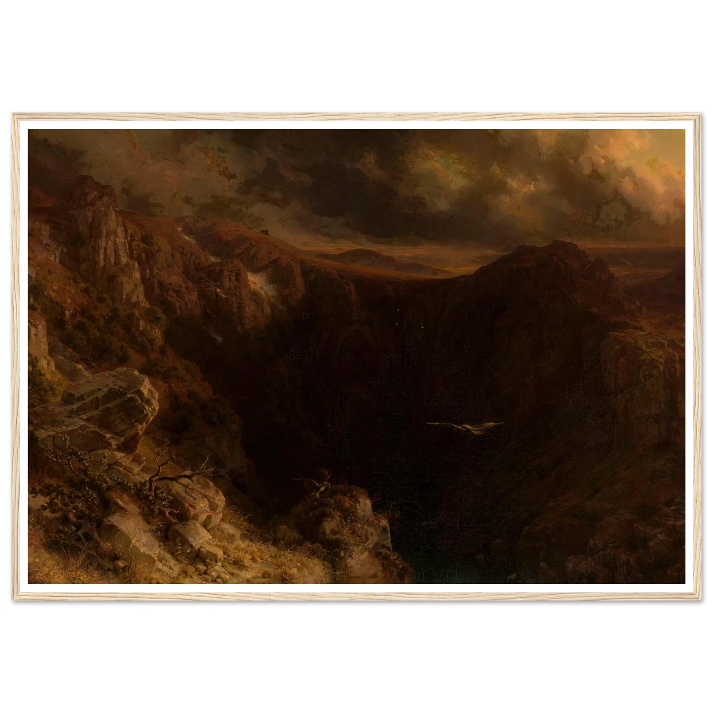 Evening in the mountains (1843) Art Print | August Behrendsen - Framed Poster - 30x40 cm / 12x16″ - Black frame