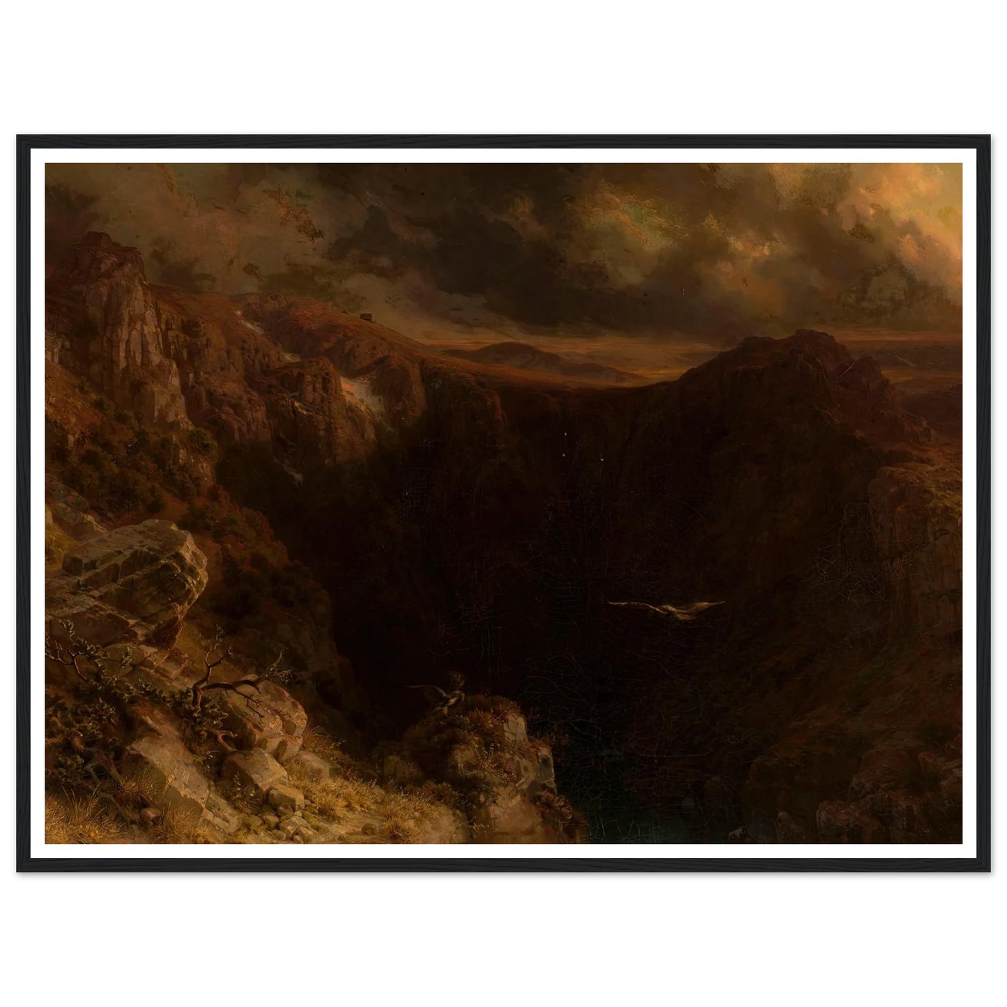 Evening in the mountains (1843) Art Print | August Behrendsen - Framed Poster - 30x40 cm / 12x16″ - Black frame