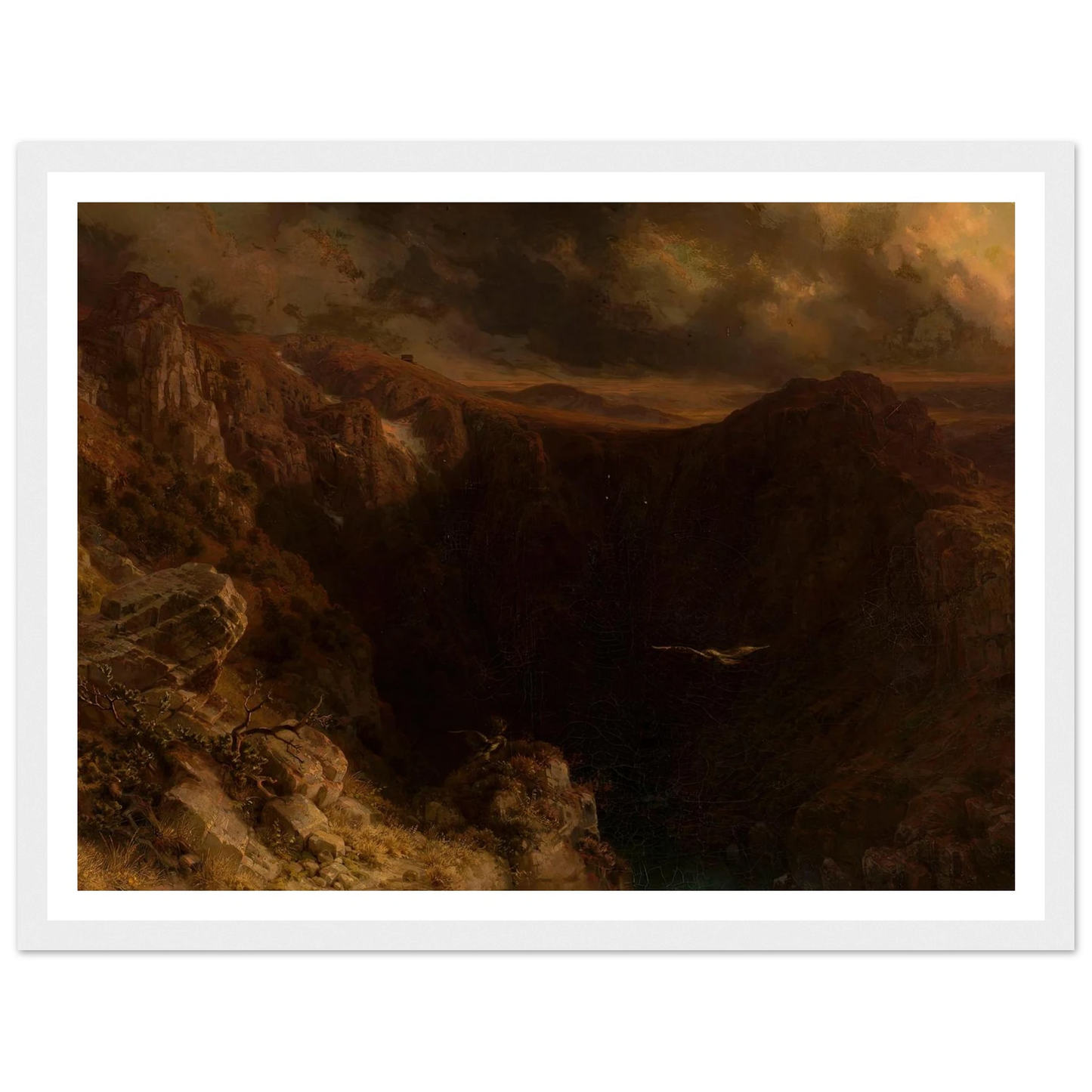Evening in the mountains (1843) Art Print | August Behrendsen - Framed Poster - 30x40 cm / 12x16″ - Black frame