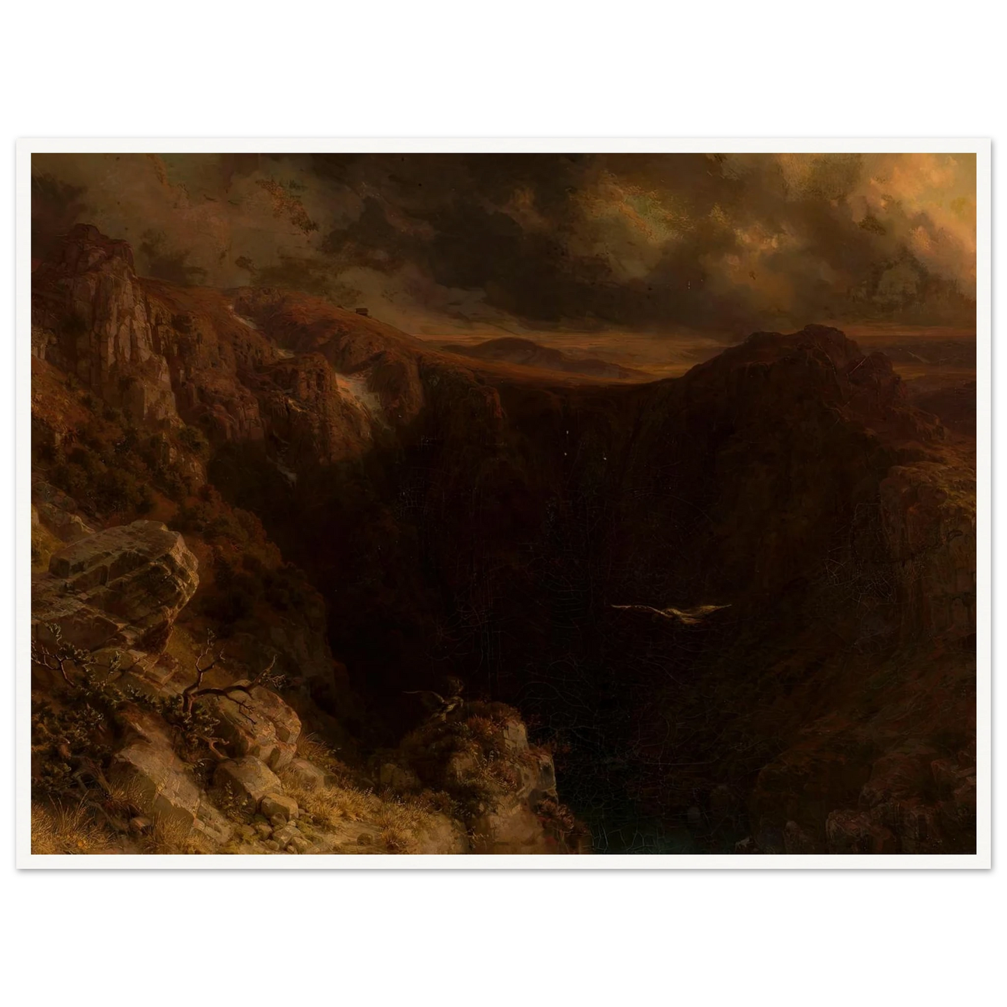 Evening in the mountains (1843) Art Print | August Behrendsen - Framed Poster - 30x40 cm / 12x16″ - Black frame