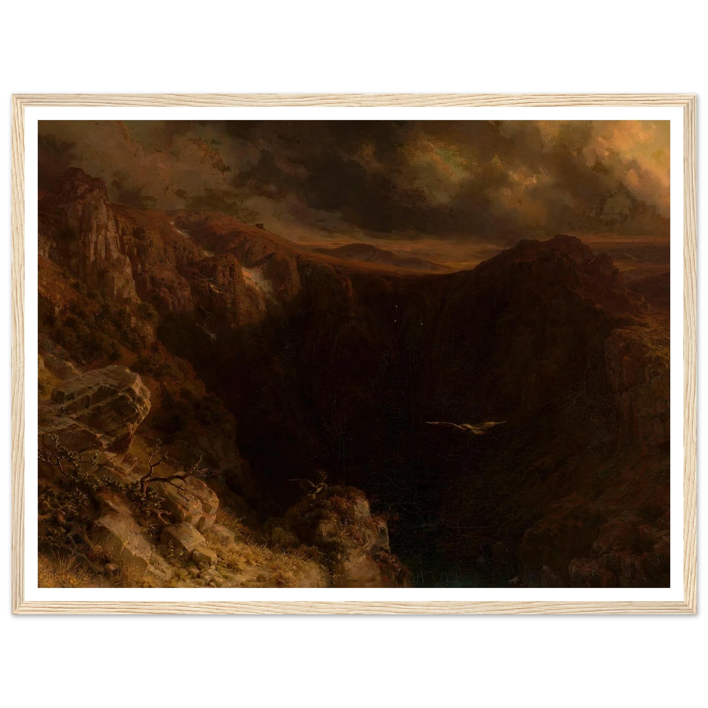 Evening in the mountains (1843) Art Print | August Behrendsen - Framed Poster - 30x40 cm / 12x16″ - Black frame