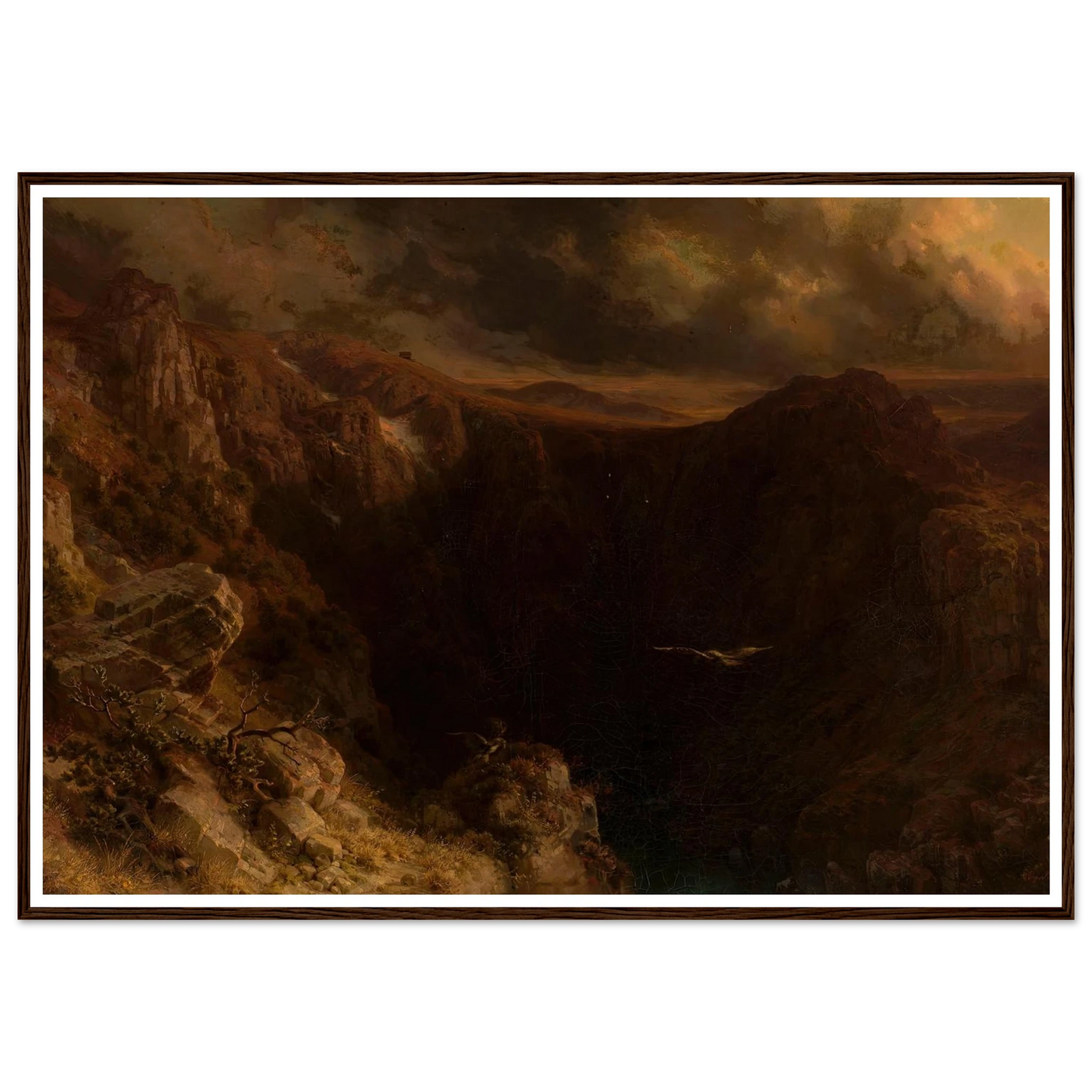Evening in the mountains (1843) Art Print | August Behrendsen - Framed Poster - 30x40 cm / 12x16″ - Black frame