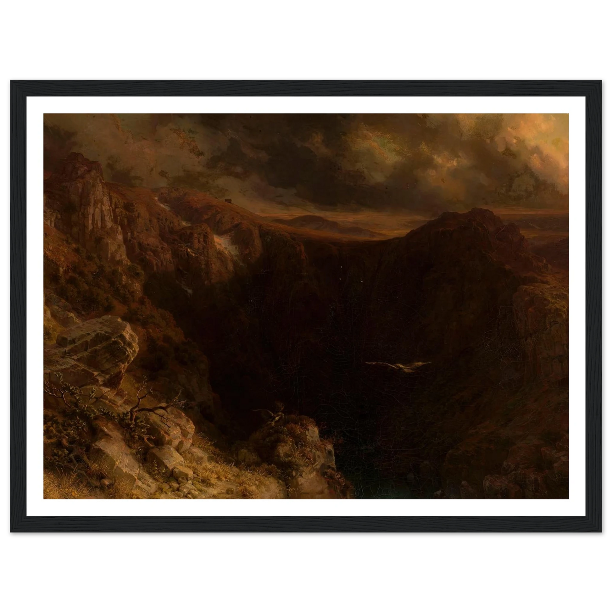 Evening in the mountains (1843) Art Print | August Behrendsen - Framed Poster - 30x40 cm / 12x16″ - Black frame