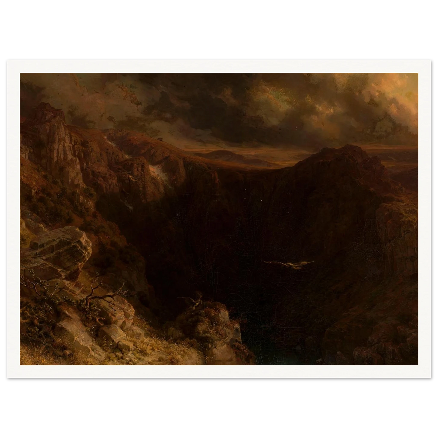 Evening in the mountains (1843) Art Print | August Behrendsen - Framed Poster - 30x40 cm / 12x16″ - Black frame