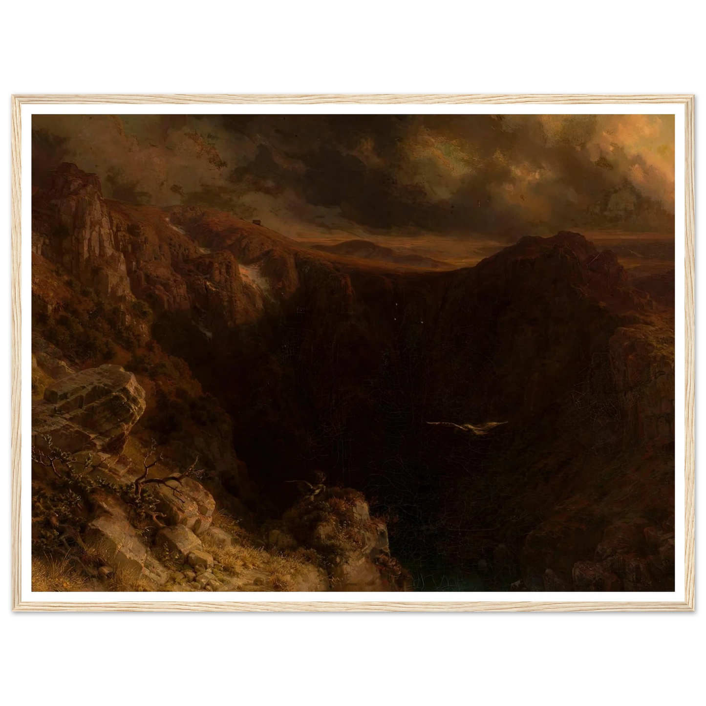 Evening in the mountains (1843) Art Print | August Behrendsen - Framed Poster - 30x40 cm / 12x16″ - Black frame