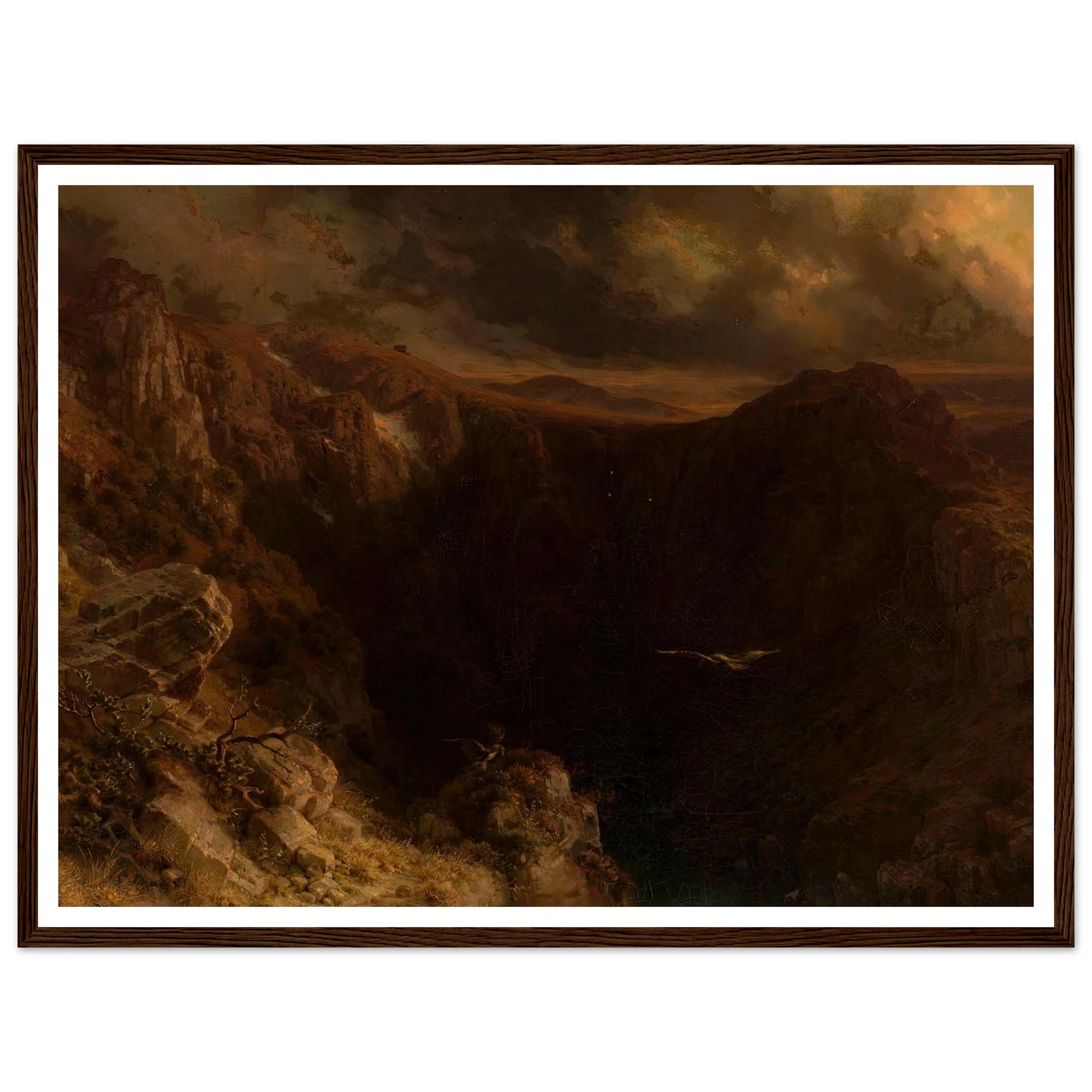 Evening in the mountains (1843) Art Print | August Behrendsen - Framed Poster - 30x40 cm / 12x16″ - Black frame