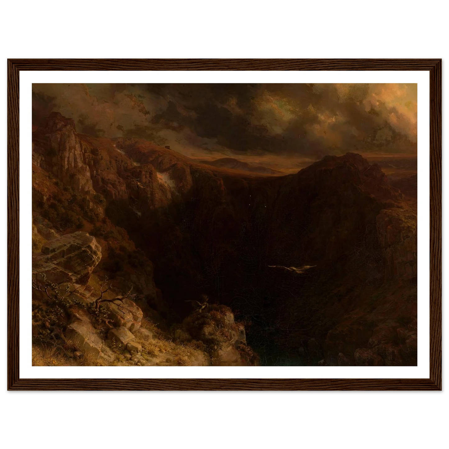 Evening in the mountains (1843) Art Print | August Behrendsen - Framed Poster - 30x40 cm / 12x16″ - Black frame