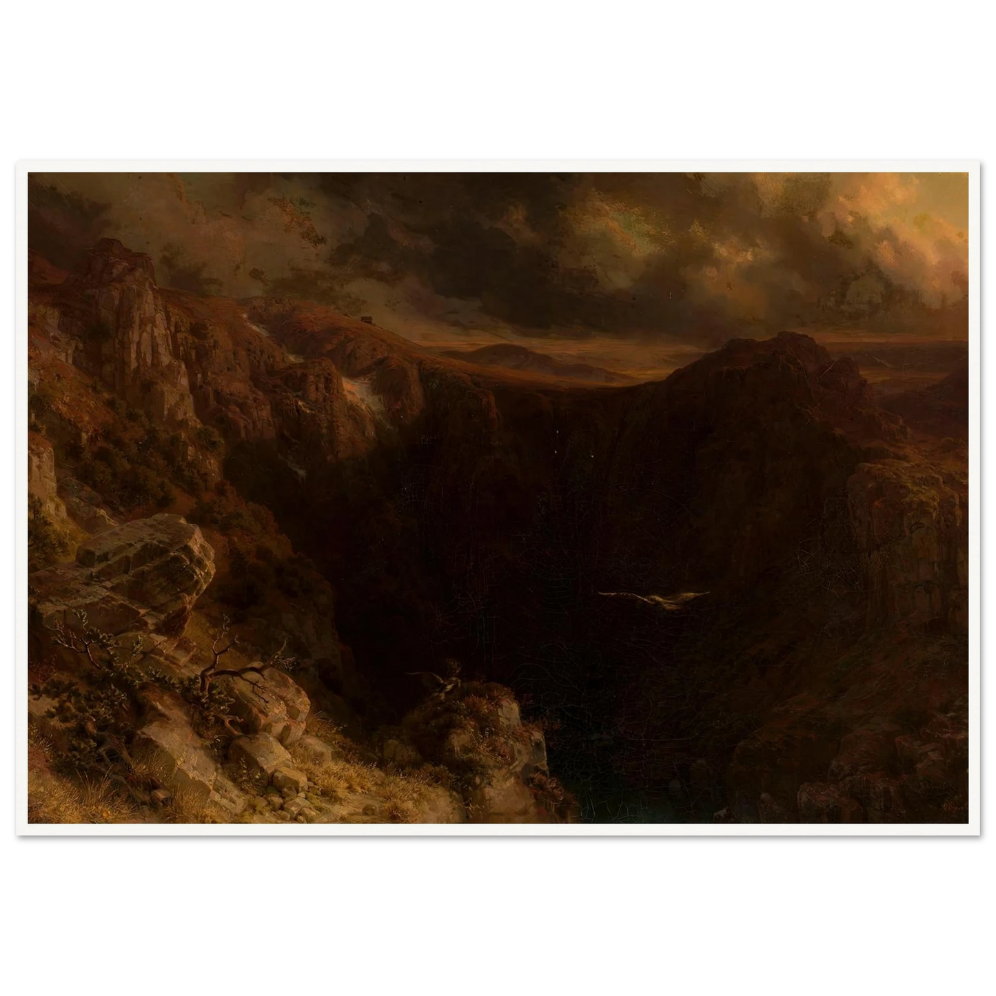 Evening in the mountains (1843) Art Print | August Behrendsen - Framed Poster - 30x40 cm / 12x16″ - Black frame