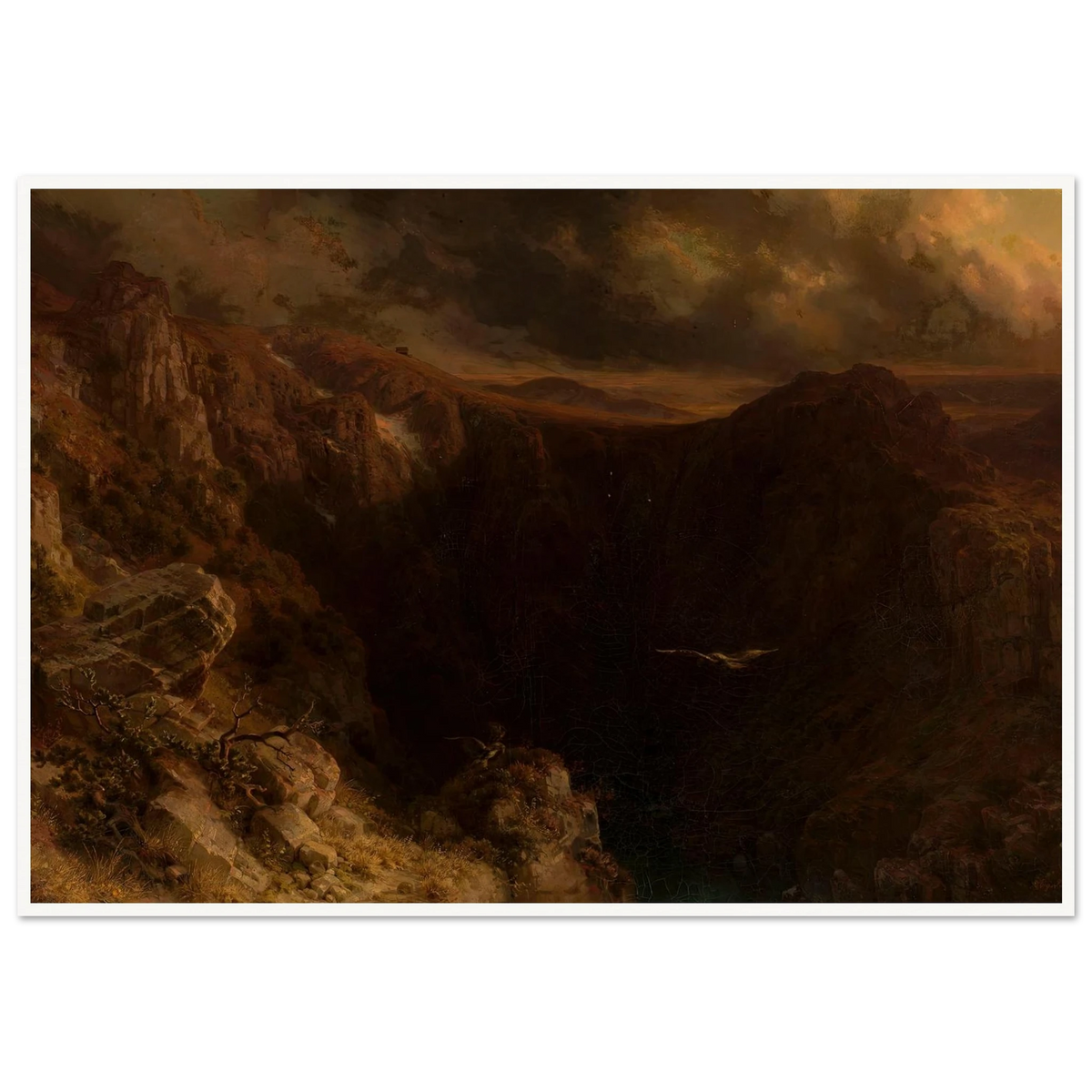 Evening in the mountains (1843) Art Print | August Behrendsen - Framed Poster - 30x40 cm / 12x16″ - Black frame