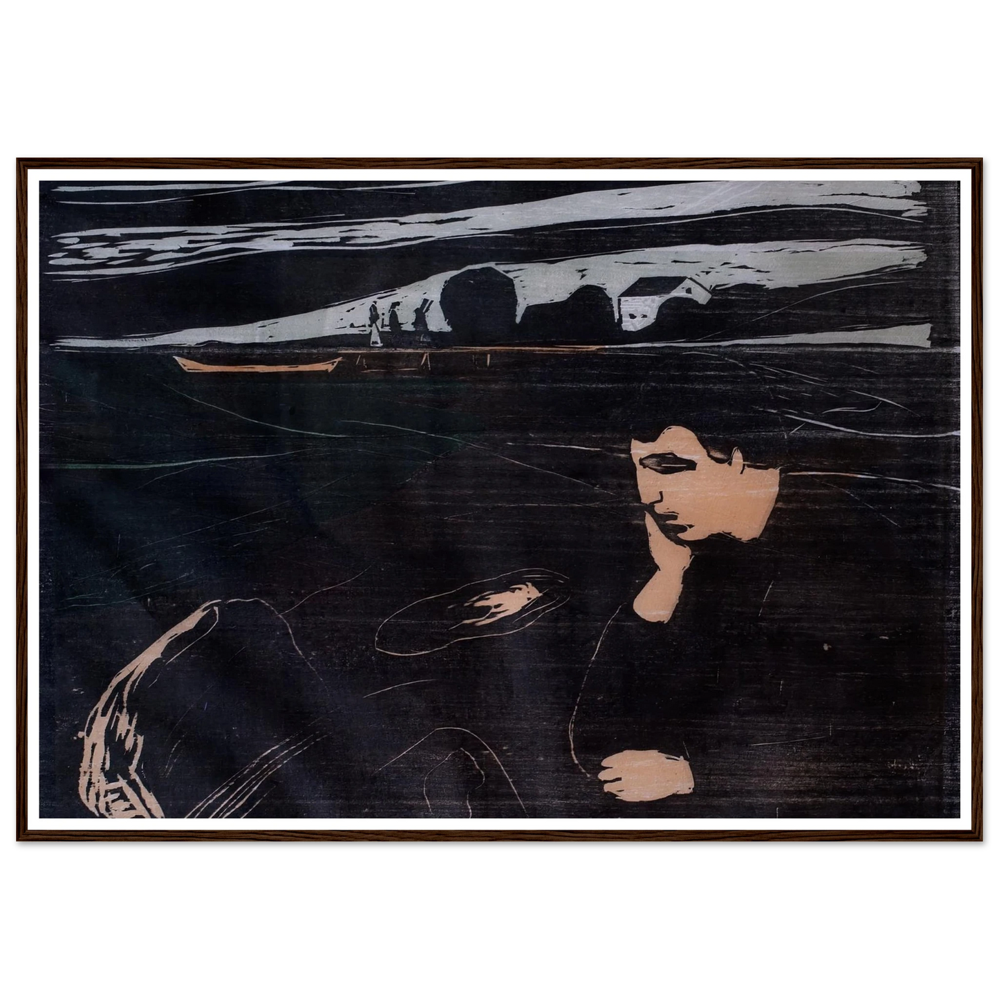 Evening (Melancholy III) (1902) Art Print | Edvard Munch - Framed Poster - 30x40 cm / 12x16″ - Black frame