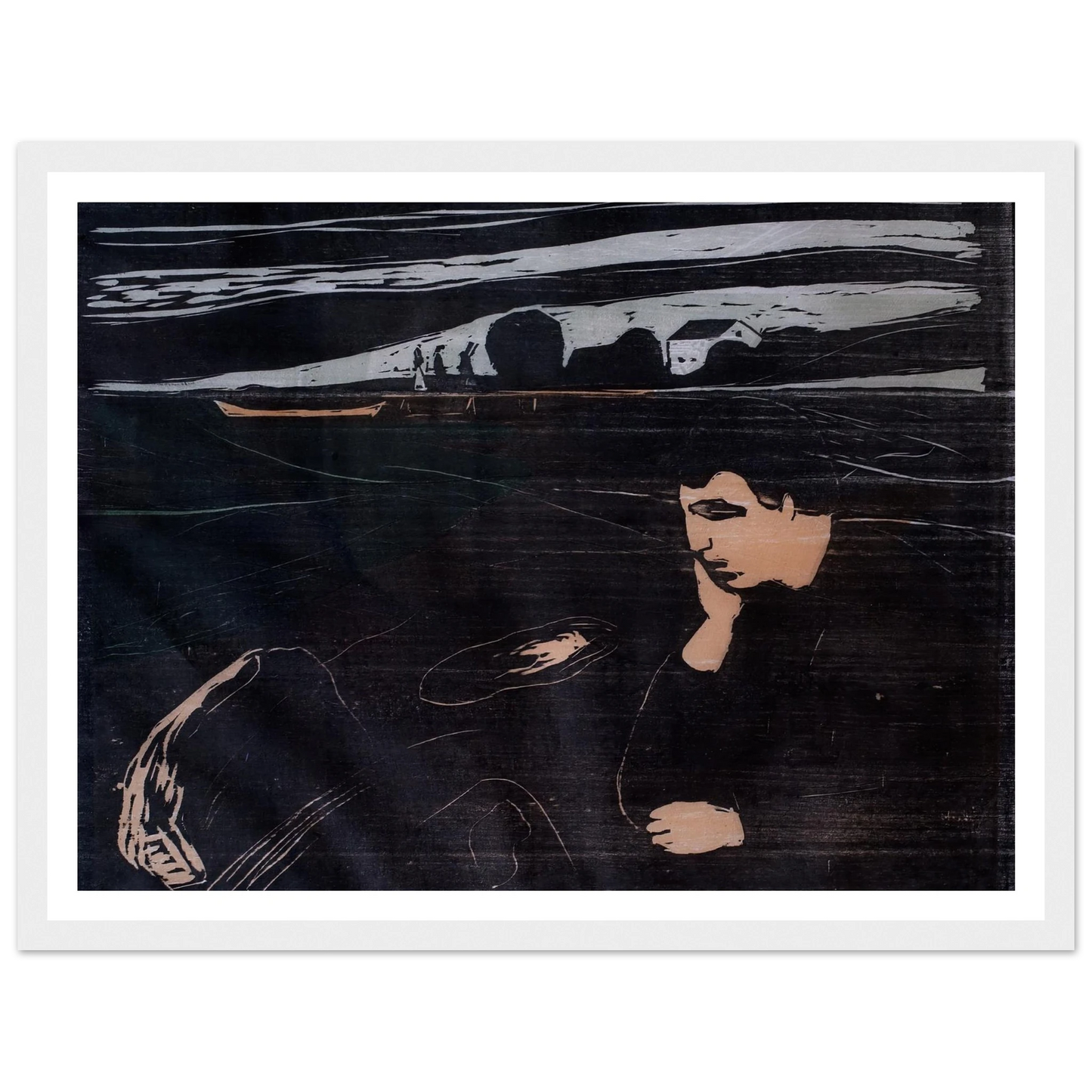 Evening (Melancholy III) (1902) Art Print | Edvard Munch - Framed Poster - 30x40 cm / 12x16″ - Black frame