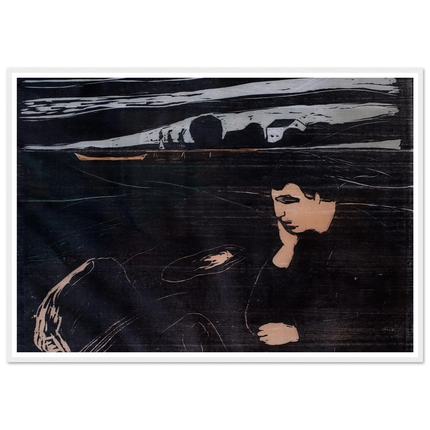 Evening (Melancholy III) (1902) Art Print | Edvard Munch - Framed Poster - 30x40 cm / 12x16″ - Black frame