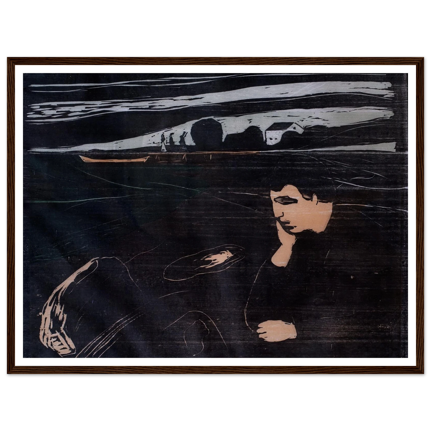 Evening (Melancholy III) (1902) Art Print | Edvard Munch - Framed Poster - 30x40 cm / 12x16″ - Black frame