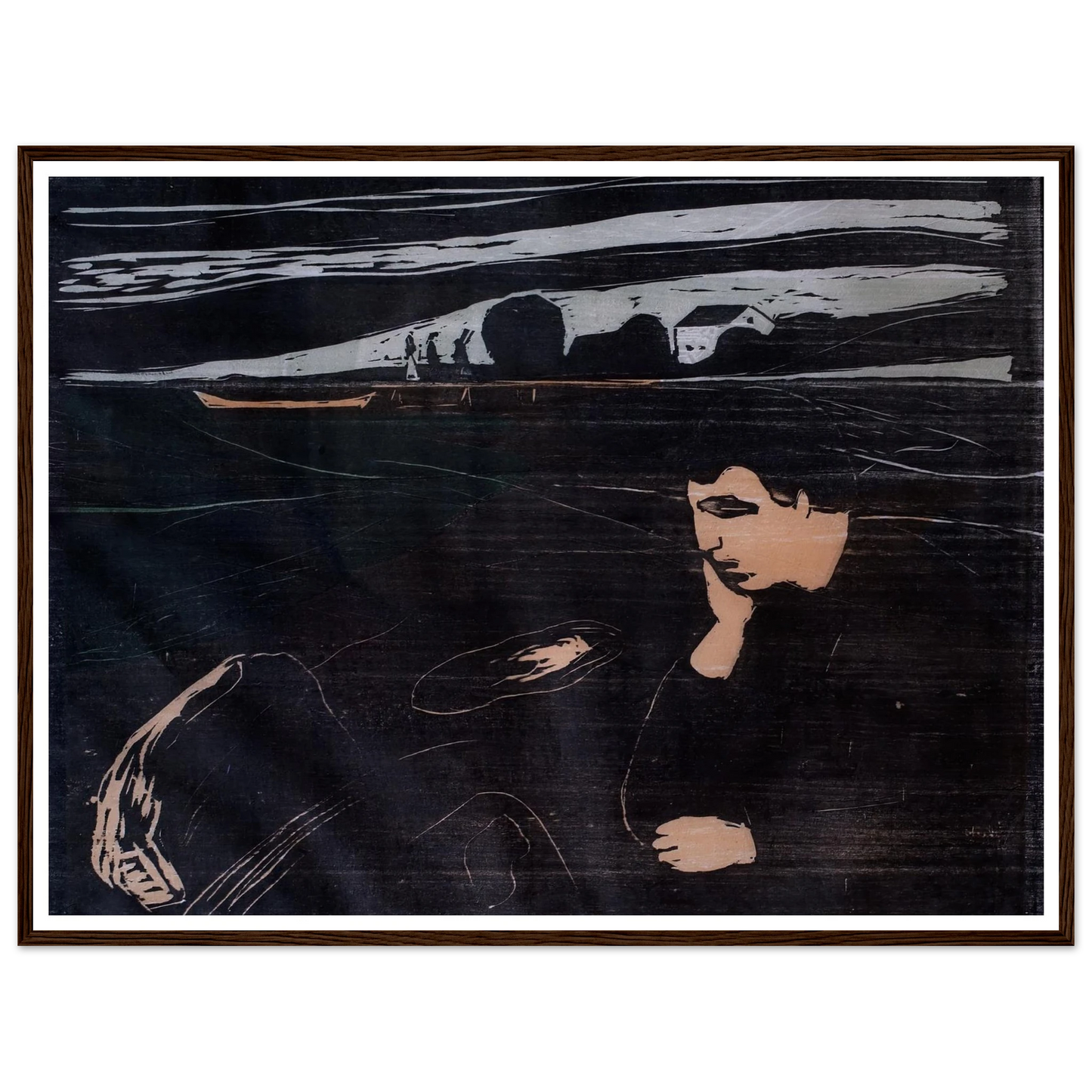 Evening (Melancholy III) (1902) Art Print | Edvard Munch - Framed Poster - 30x40 cm / 12x16″ - Black frame