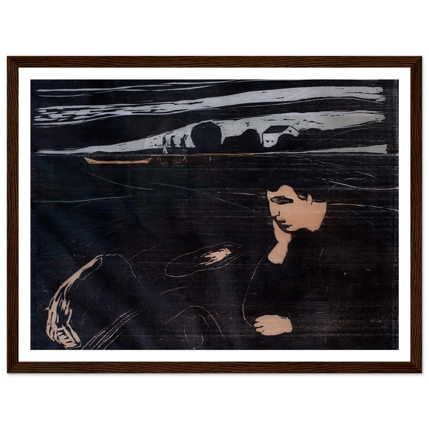 Evening (Melancholy III) (1902) Art Print | Edvard Munch - Framed Poster - 30x40 cm / 12x16″ - Black frame