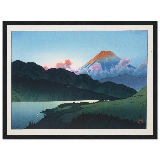 Evening of Mount Fuji from Lake Ashino-ko (1935) Art Print | Kawase Hasui - Framed Poster - 30x40 cm / 12x16″ - Black frame