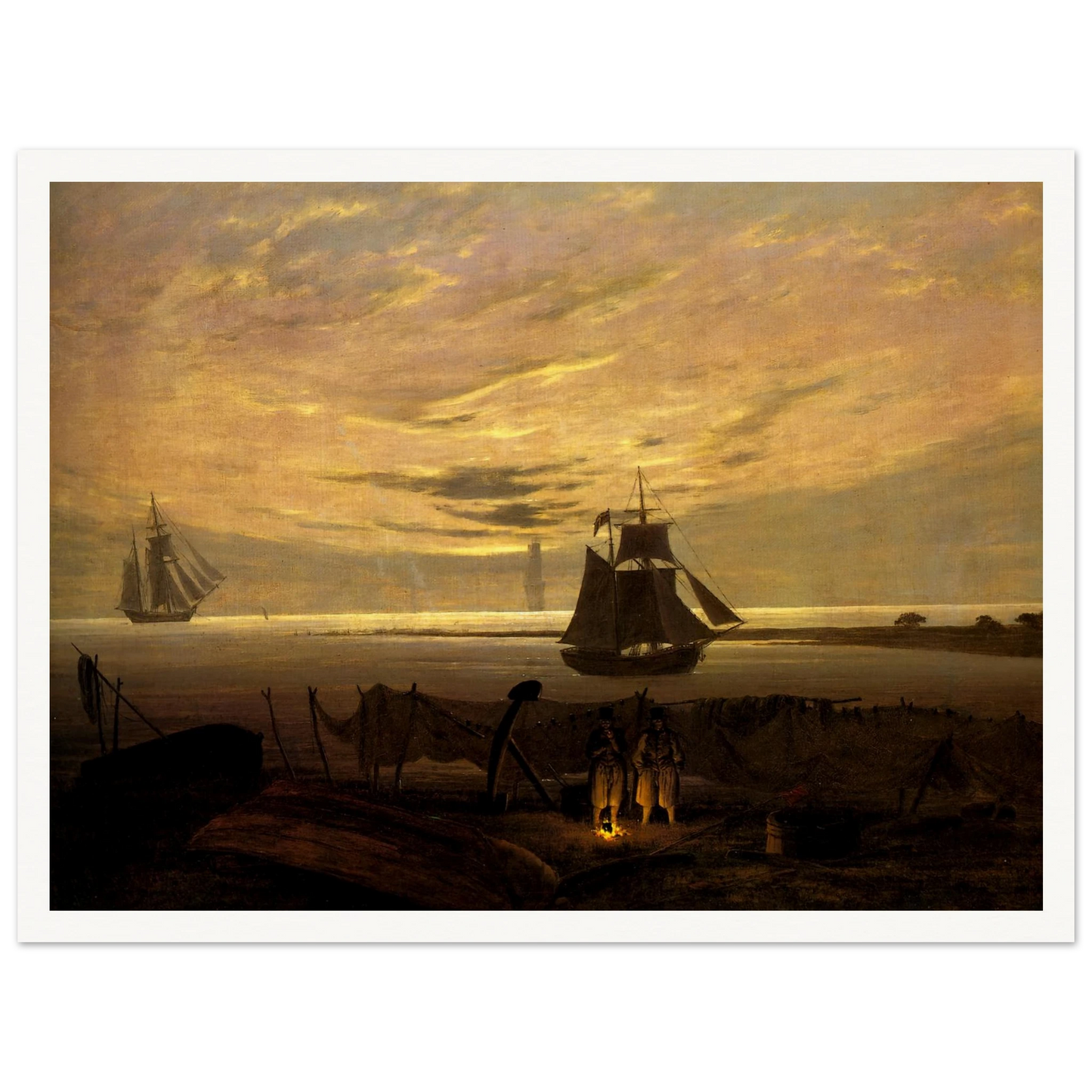 Evening on the Baltic Sea Art Print | Caspar David Friedrich - Framed Poster - 30x40 cm / 12x16″ - Black frame