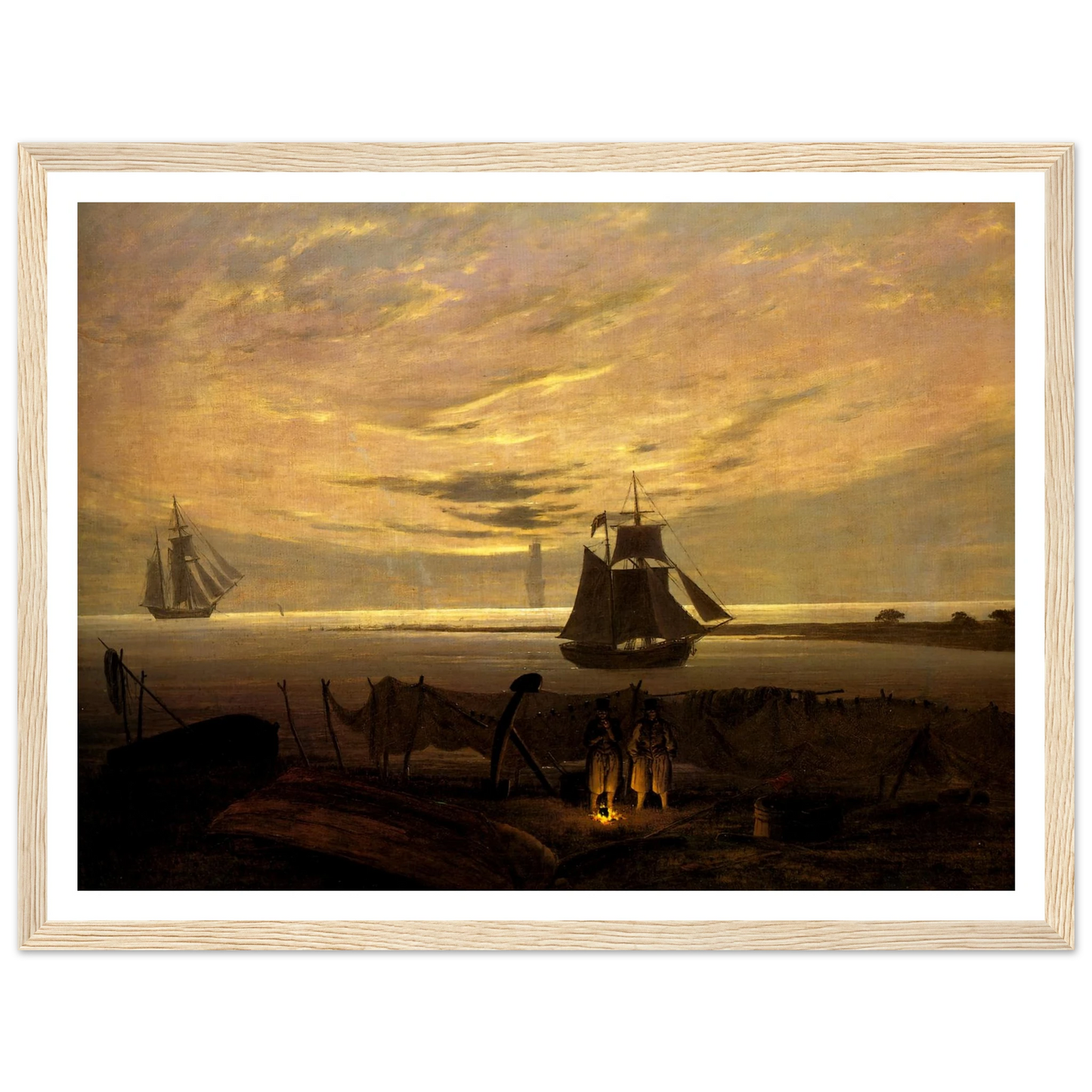 Evening on the Baltic Sea Art Print | Caspar David Friedrich - Framed Poster - 30x40 cm / 12x16″ - Black frame