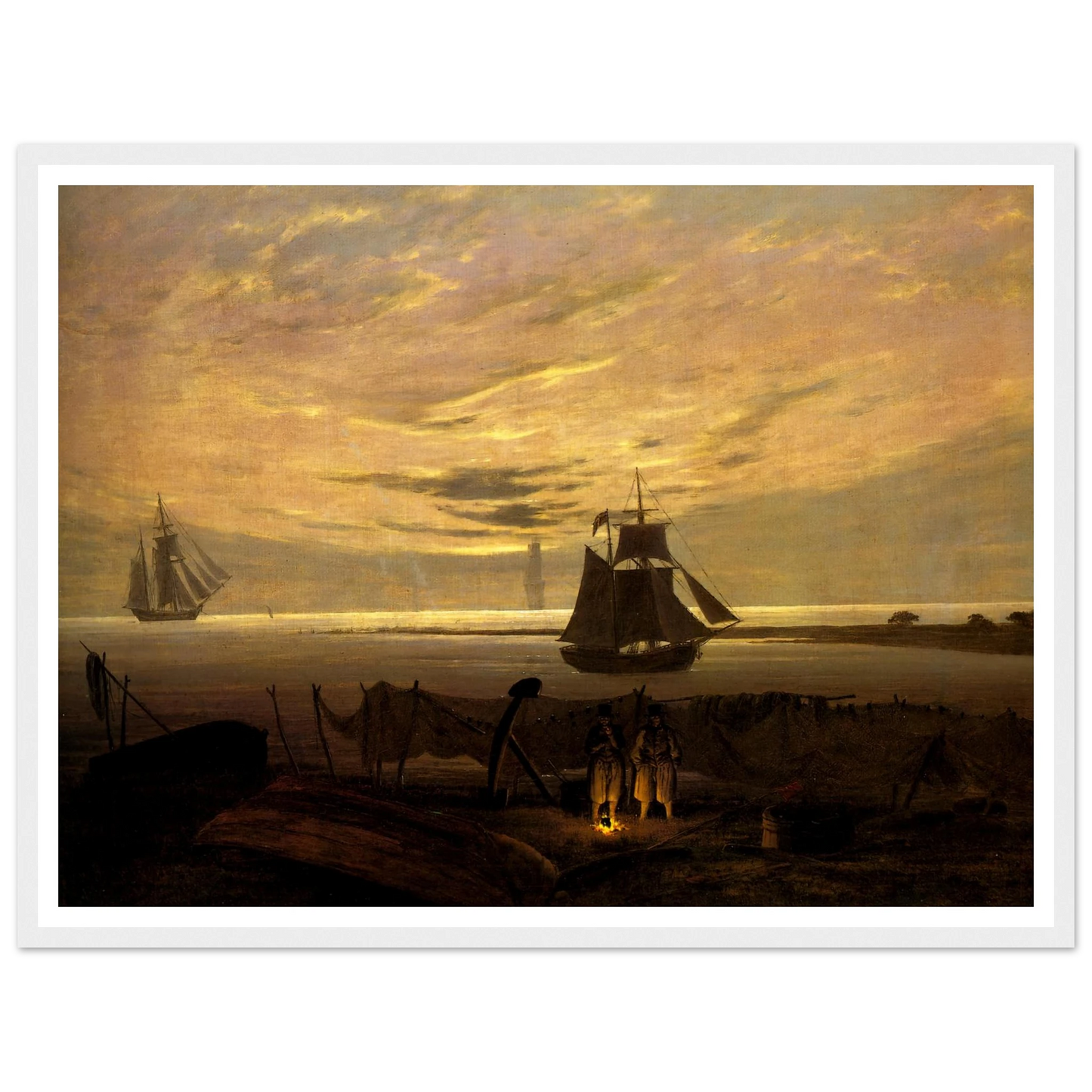 Evening on the Baltic Sea Art Print | Caspar David Friedrich - Framed Poster - 30x40 cm / 12x16″ - Black frame