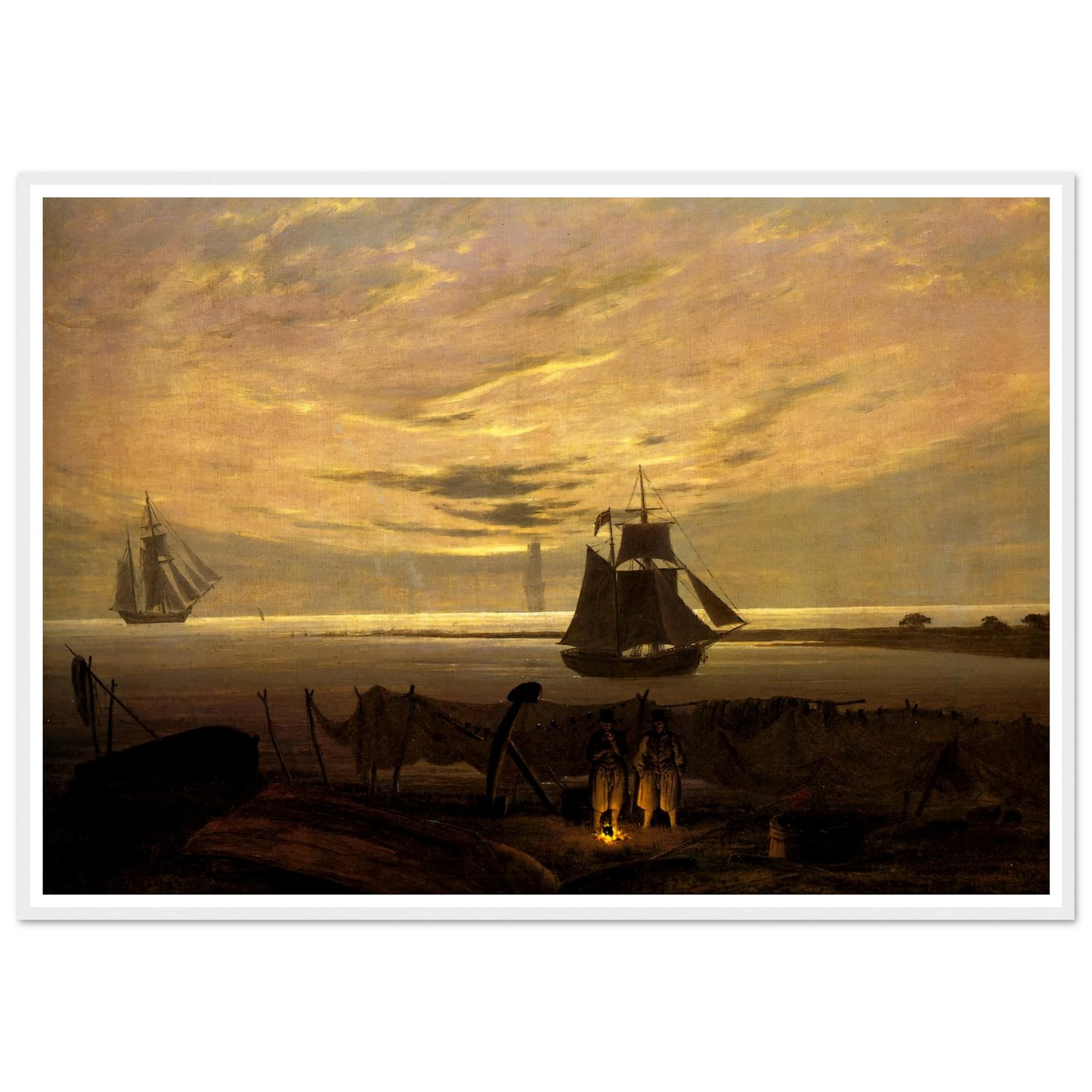 Evening on the Baltic Sea Art Print | Caspar David Friedrich - Framed Poster - 30x40 cm / 12x16″ - Black frame