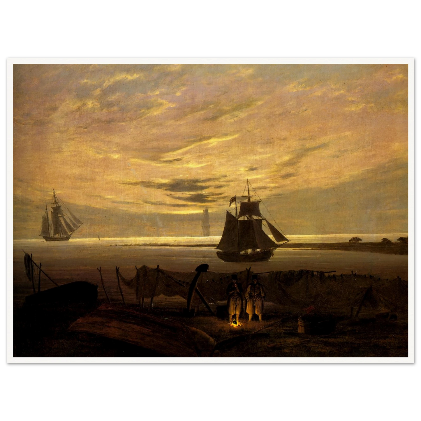 Evening on the Baltic Sea Art Print | Caspar David Friedrich - Framed Poster - 30x40 cm / 12x16″ - Black frame