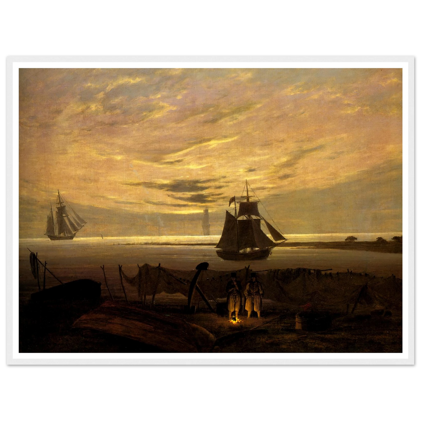 Evening on the Baltic Sea Art Print | Caspar David Friedrich - Framed Poster - 30x40 cm / 12x16″ - Black frame