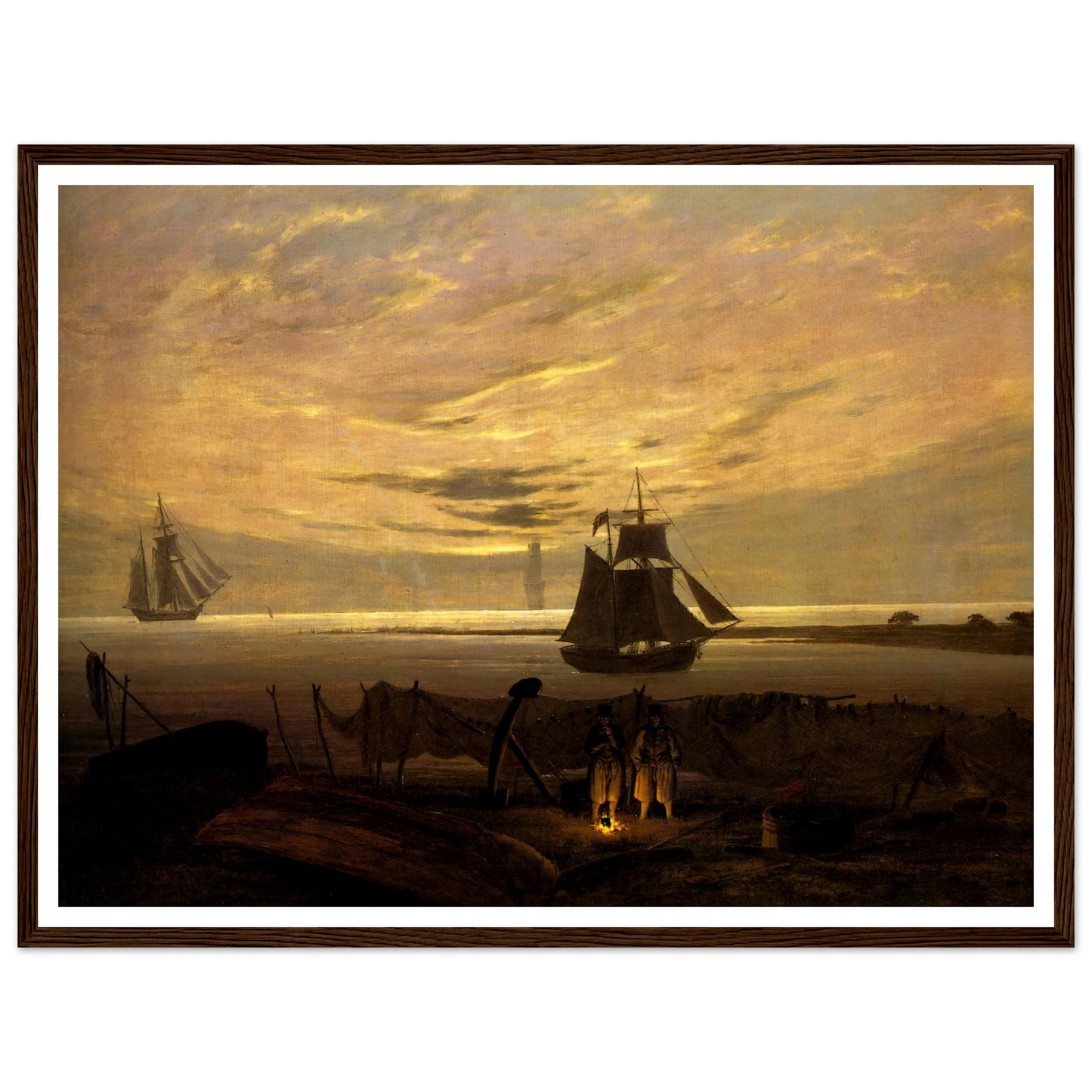 Evening on the Baltic Sea Art Print | Caspar David Friedrich - Framed Poster - 30x40 cm / 12x16″ - Black frame