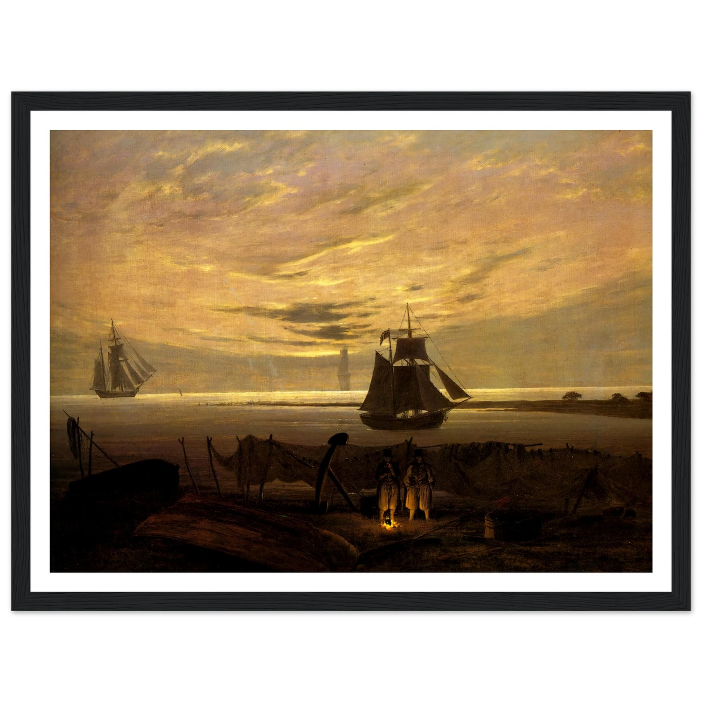 Evening on the Baltic Sea Art Print | Caspar David Friedrich - Framed Poster - 30x40 cm / 12x16″ - Black frame