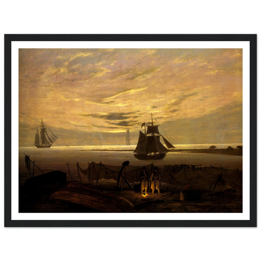 Evening on the Baltic Sea Art Print | Caspar David Friedrich - Framed Poster - 30x40 cm / 12x16″ - Black frame