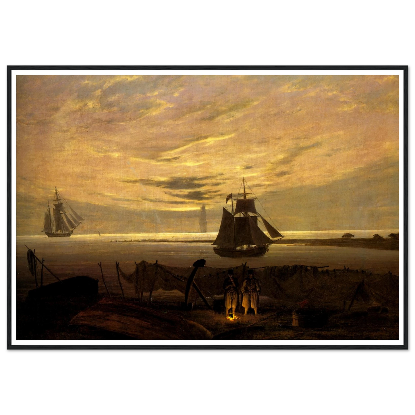 Evening on the Baltic Sea Art Print | Caspar David Friedrich - Framed Poster - 30x40 cm / 12x16″ - Black frame
